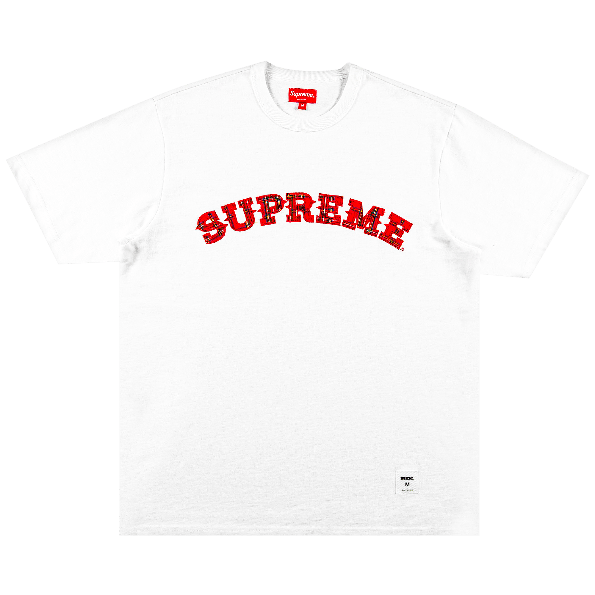 Supreme Plaid Appliqué Short-Sleeve Top 'White'
