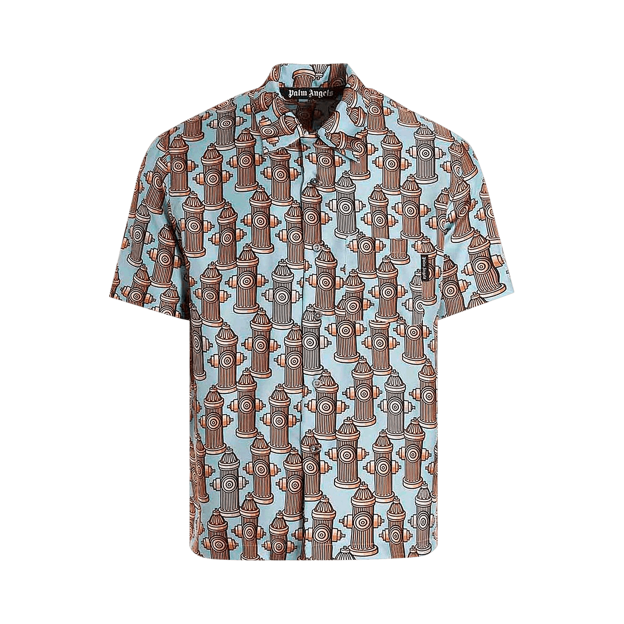 Palm Angels Fire Hydrant Bowling Shirt 'Light Blue/Brown'