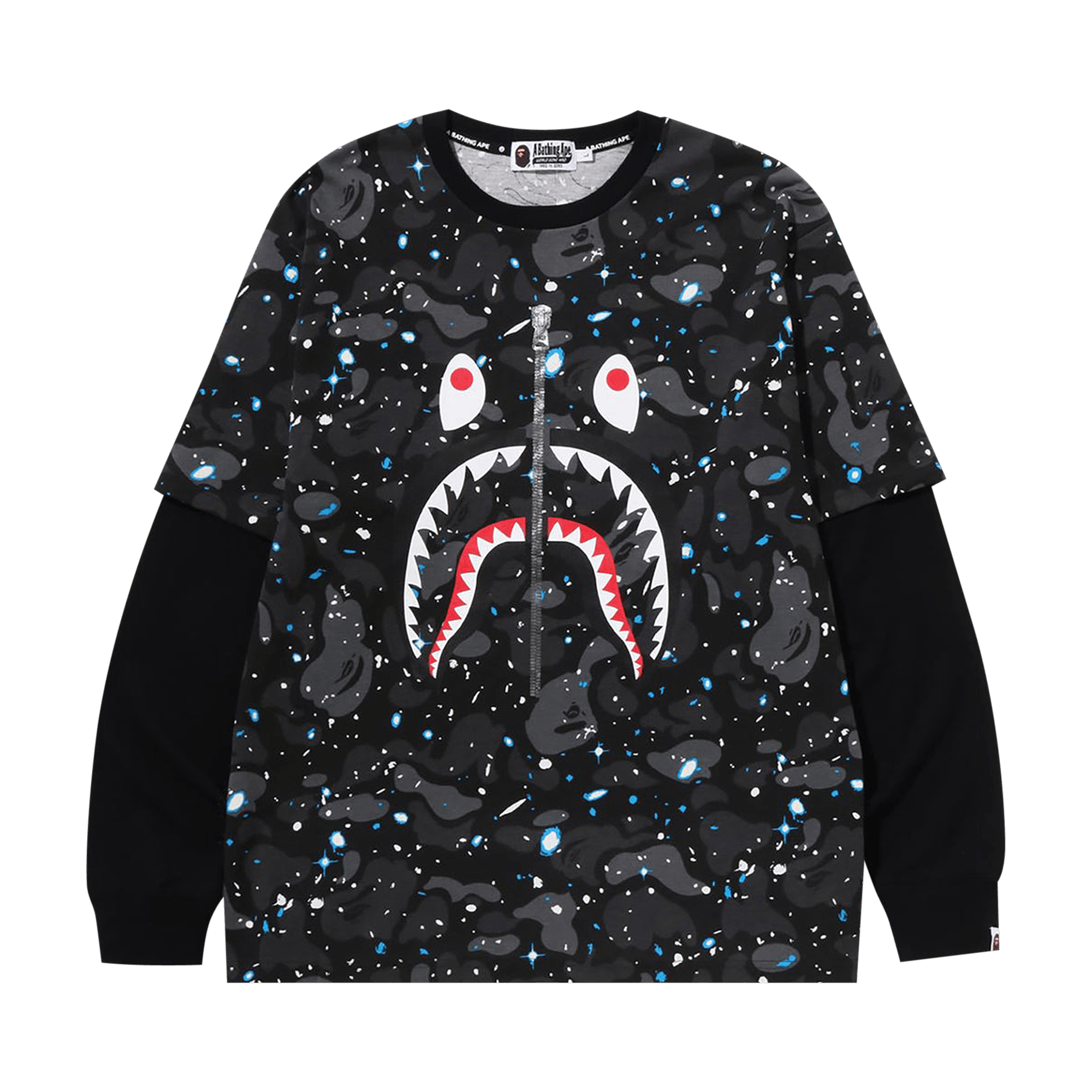 BAPE Space Camo Shark Layered Long-Sleeve Tee 'Black'