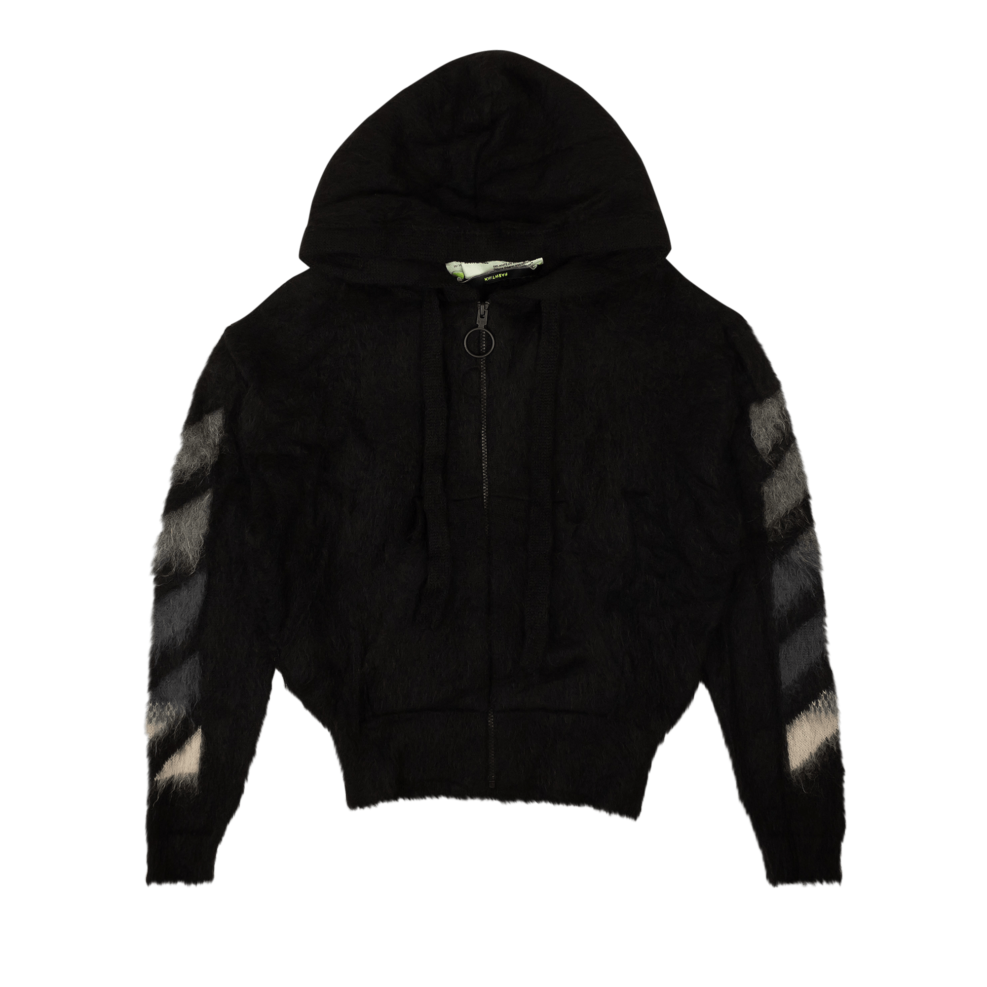 Off-White Brushed Mohair Zip Hoodie 'Black'