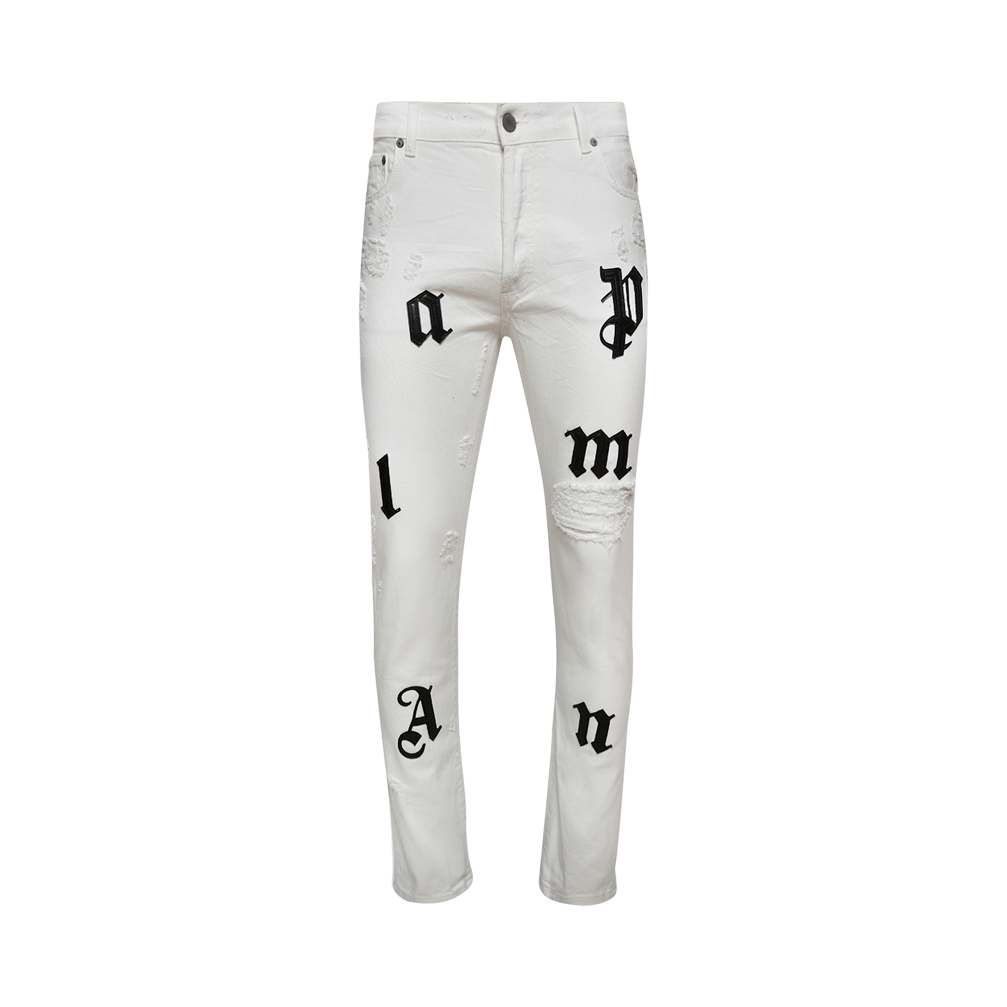 Palm Angels Bull Logo Patch Regular 5 Pocket Jeans 'Off White/Black'