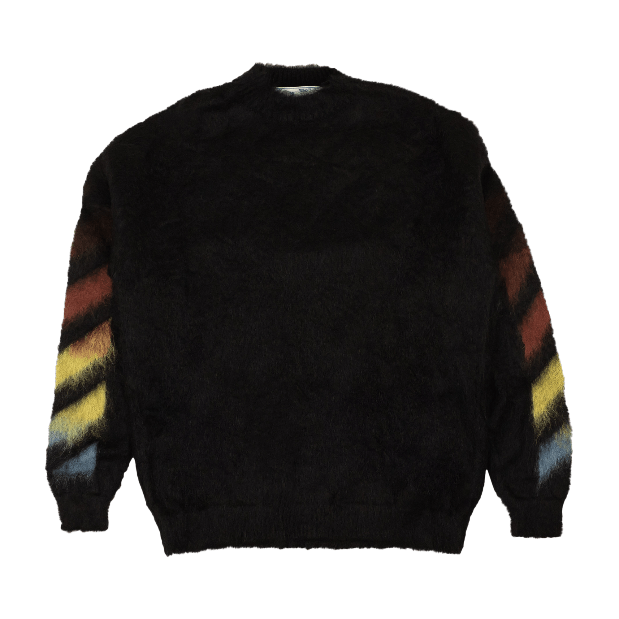 Off-White Diag Brushed Mohair Crewneck Sweater 'Black/Rainbow'