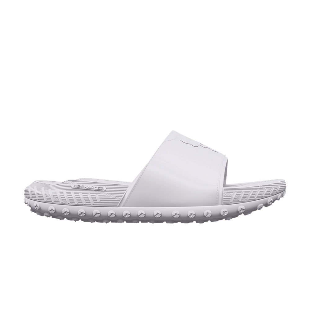 Pre-owned Under Armour Project Rock 3 Slide 'white Halo Grey'