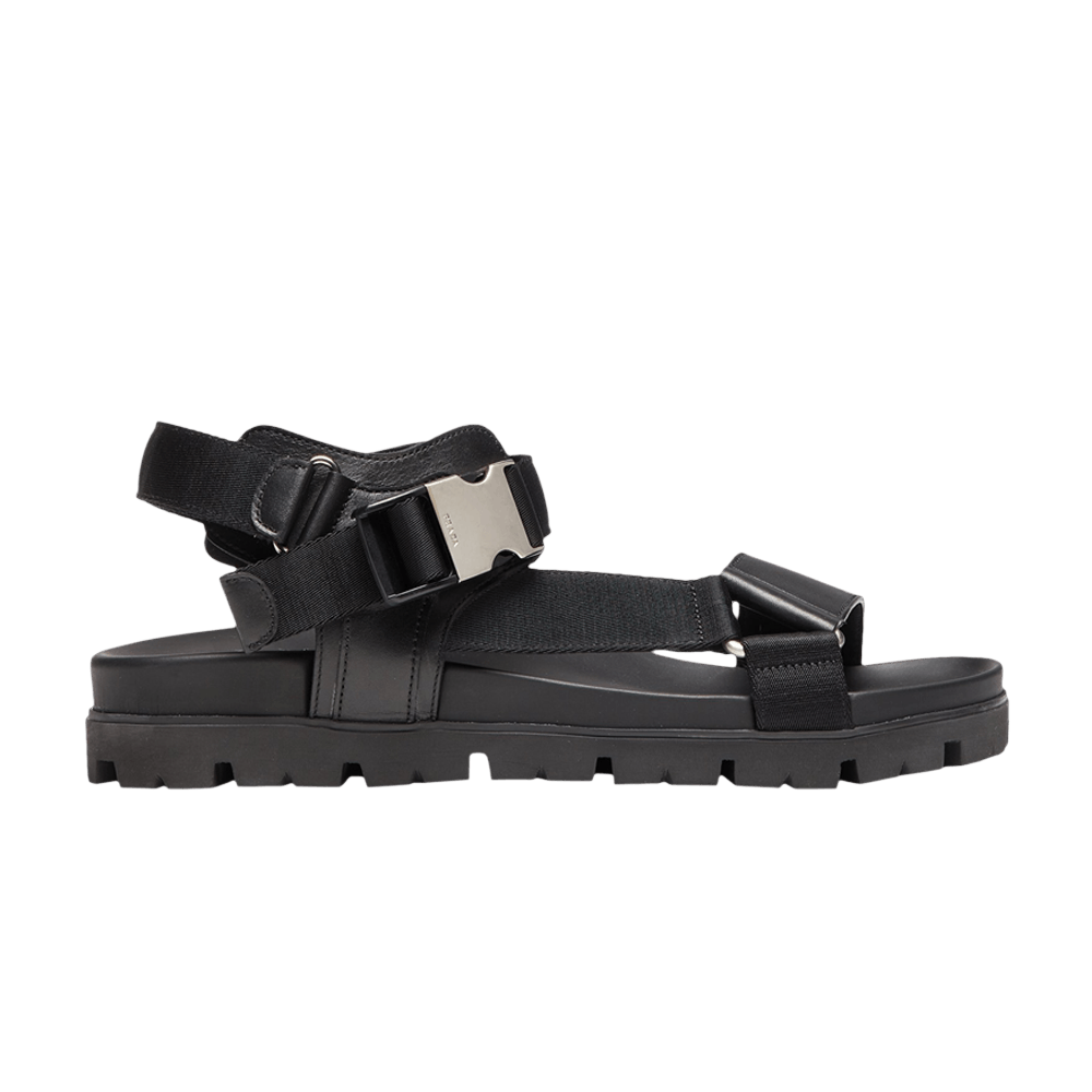 Prada Sporty Leather and Nylon Tape Sandal 'Black'