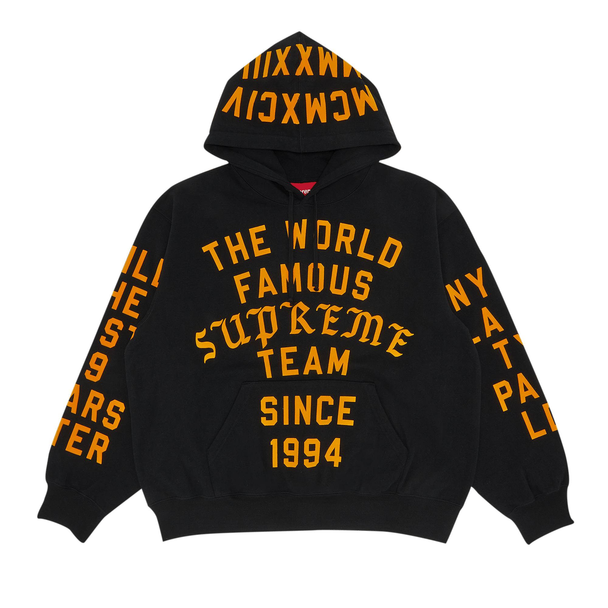 Supreme Team Flocked Hooded Sweatshirt 'Black'