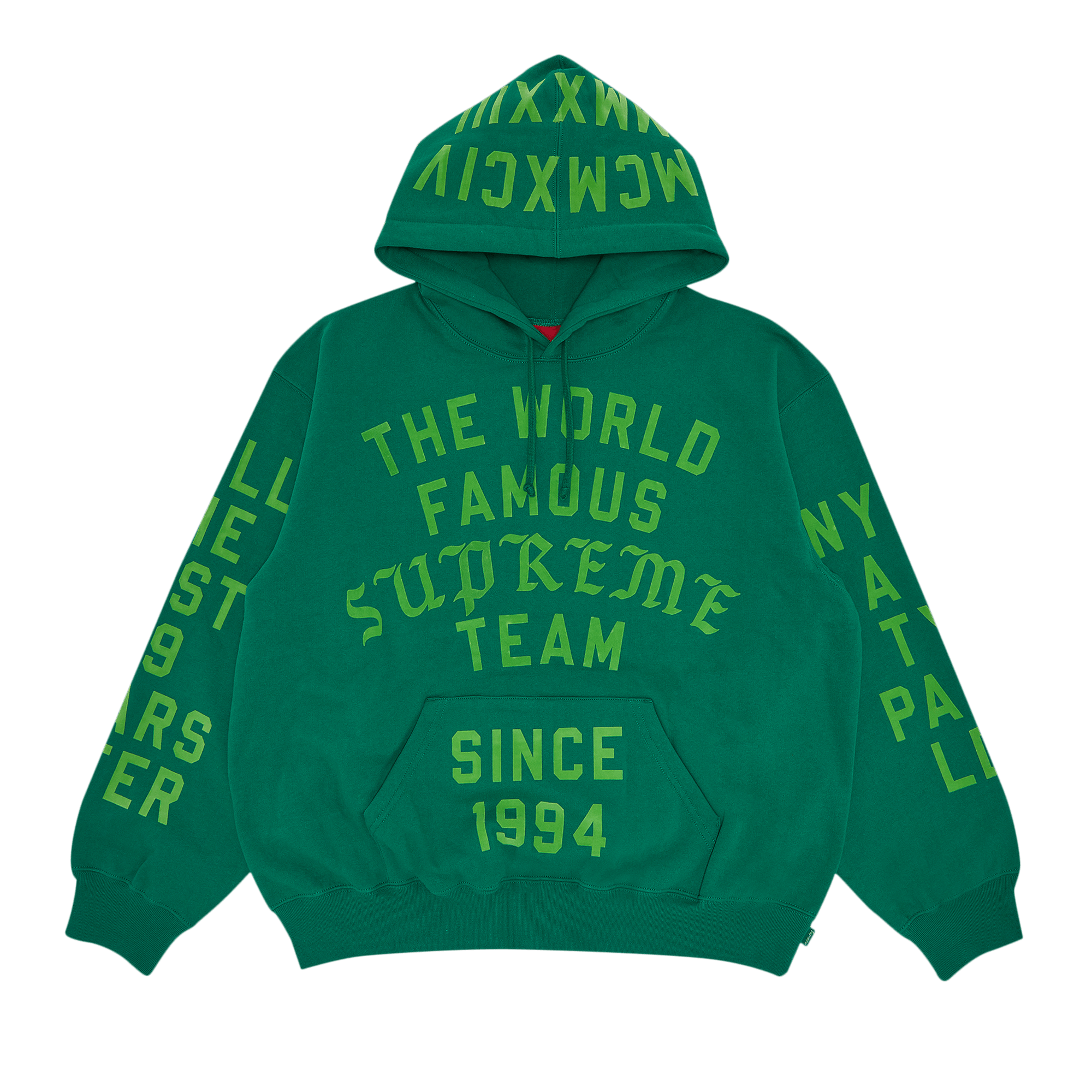 Supreme Team Flocked Hooded Sweatshirt 'Green'