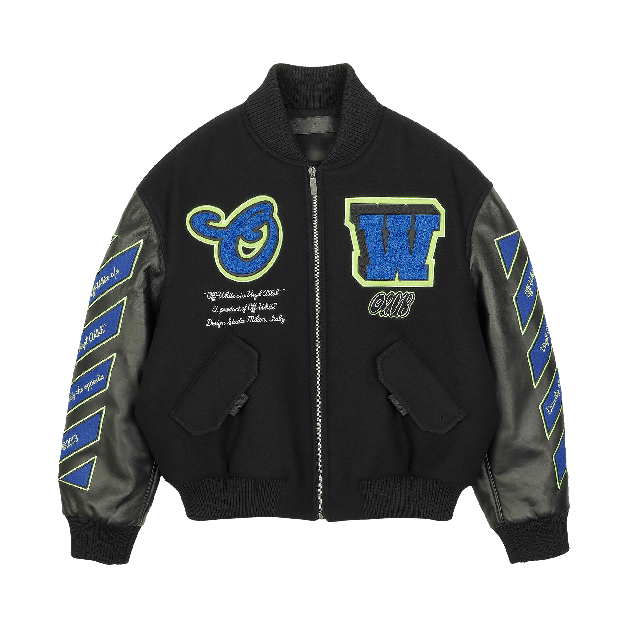 Off-White Hammer Leather Over Bomber 'Black/Blue'