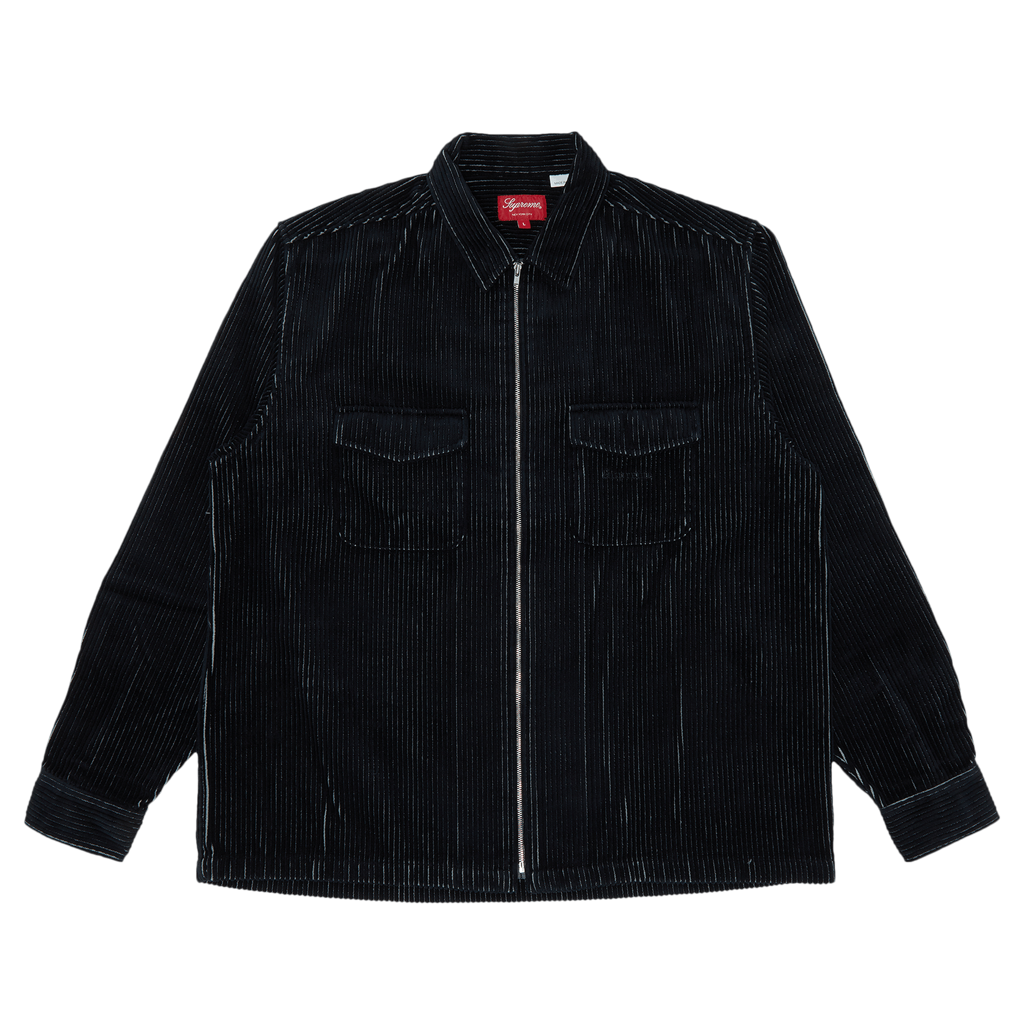 Supreme 2-Tone Corduroy Zip Up Shirt 'Black'
