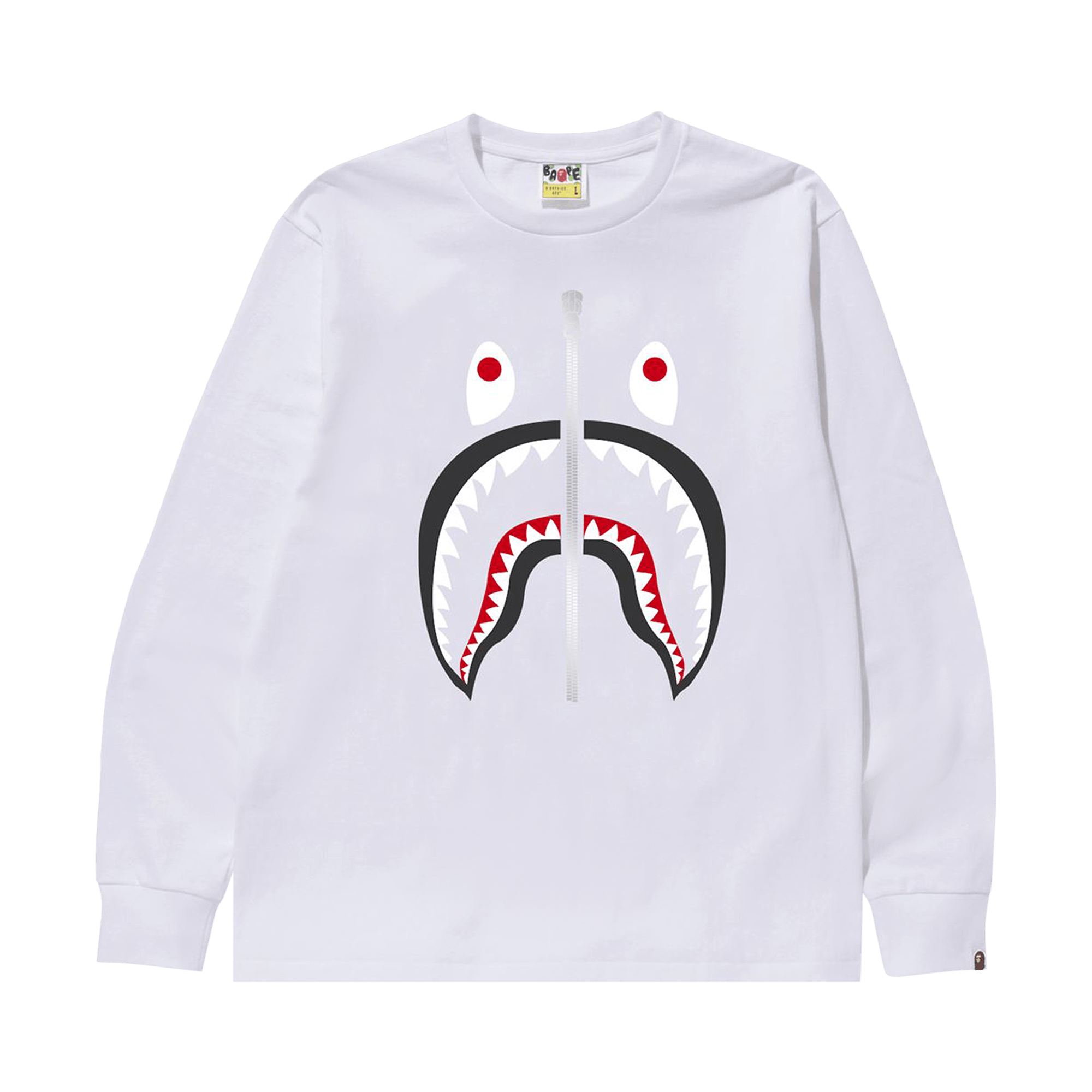 BAPE Shark Long-Sleeve Tee 'White'