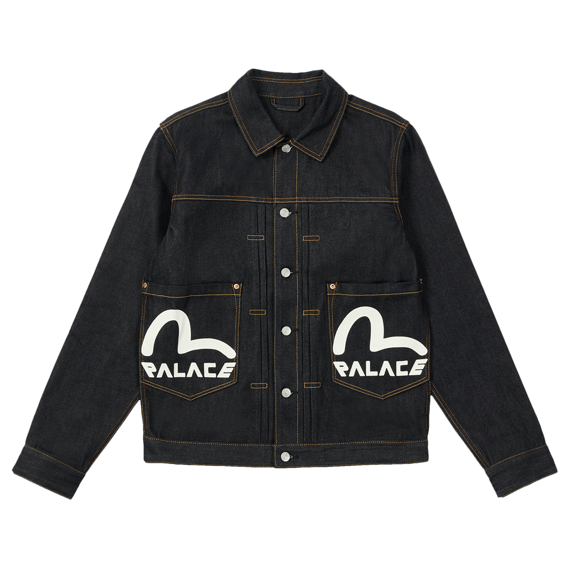 Palace x Evisu Classic Seagull Denim Jacket 'Raw Indigo'