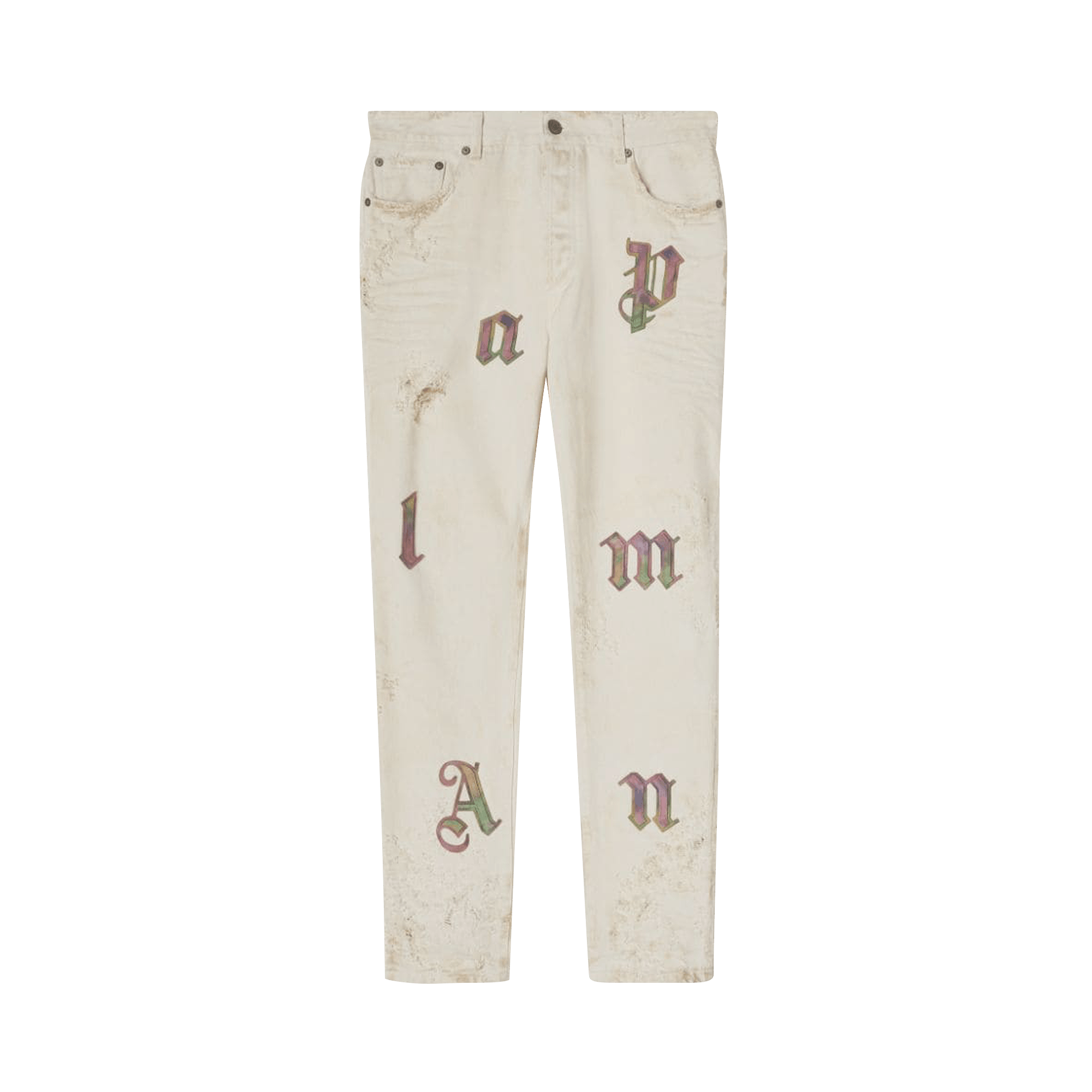Palm Angels Rainbow Logo Patch Jeans 'Off White'