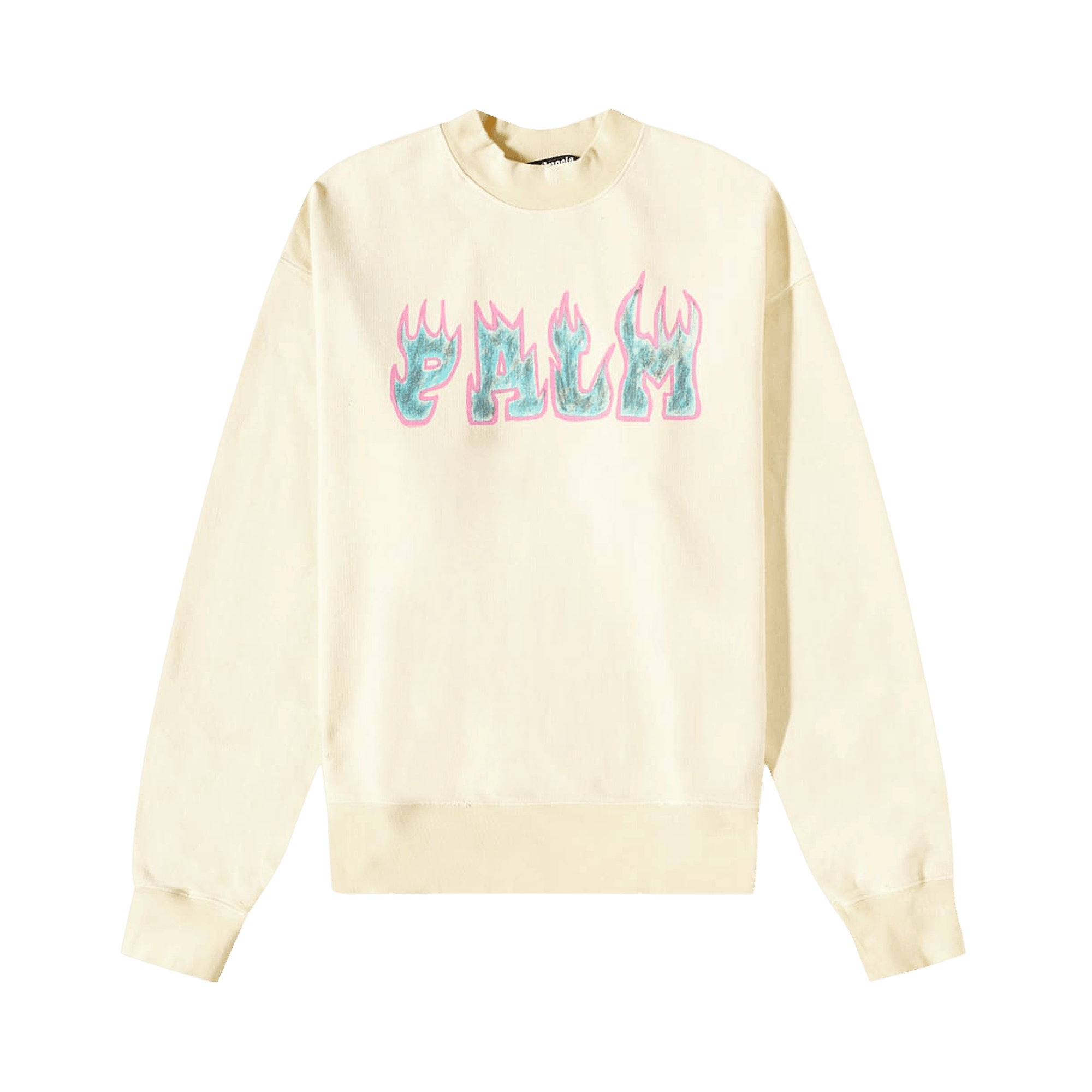 Palm Angels Logo Flames Vintage Crew Sweatshirt 'White/Purple'