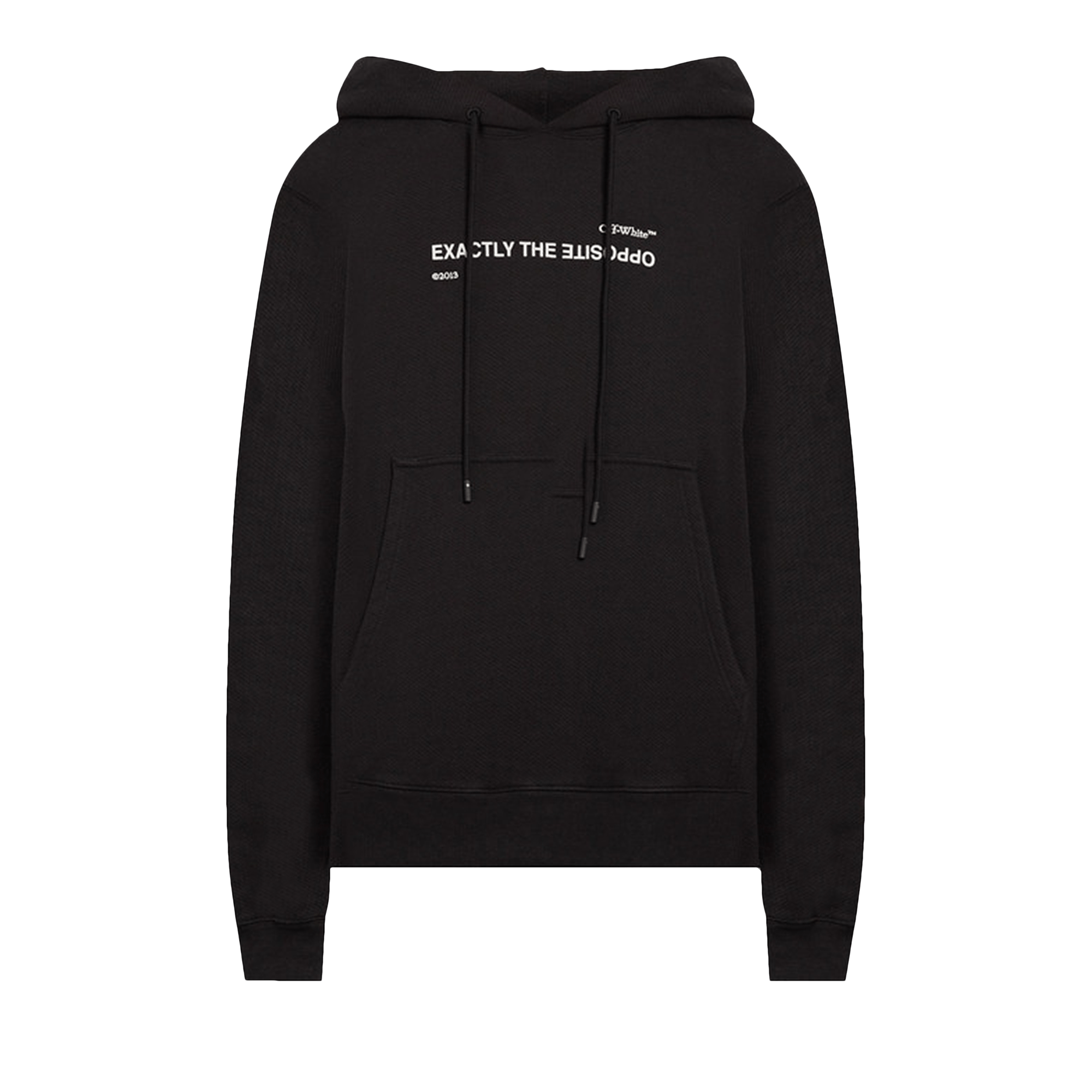 Off-White Slogan Print Drawstring Hoodie 'Black White'