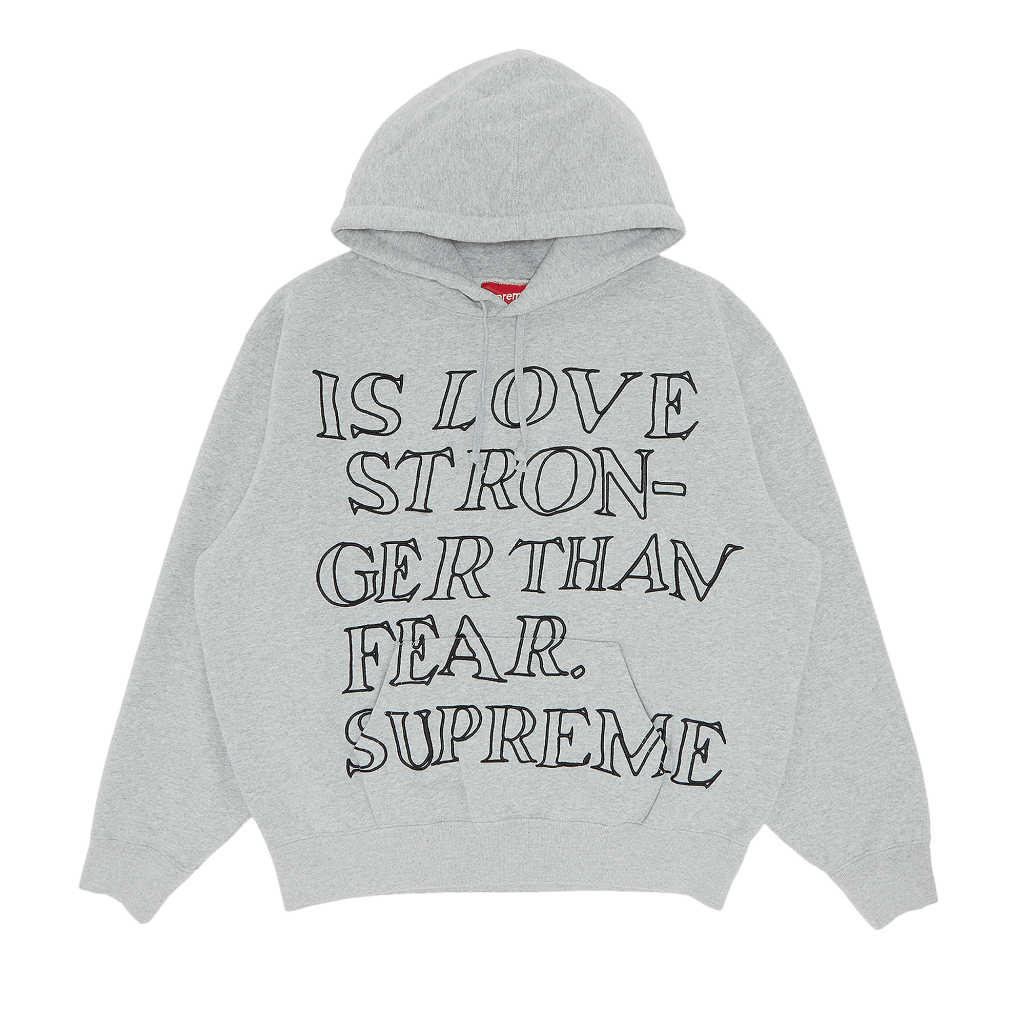 Supreme Stronger Than Fear Hooded Sweatshirt 'Heather Grey'