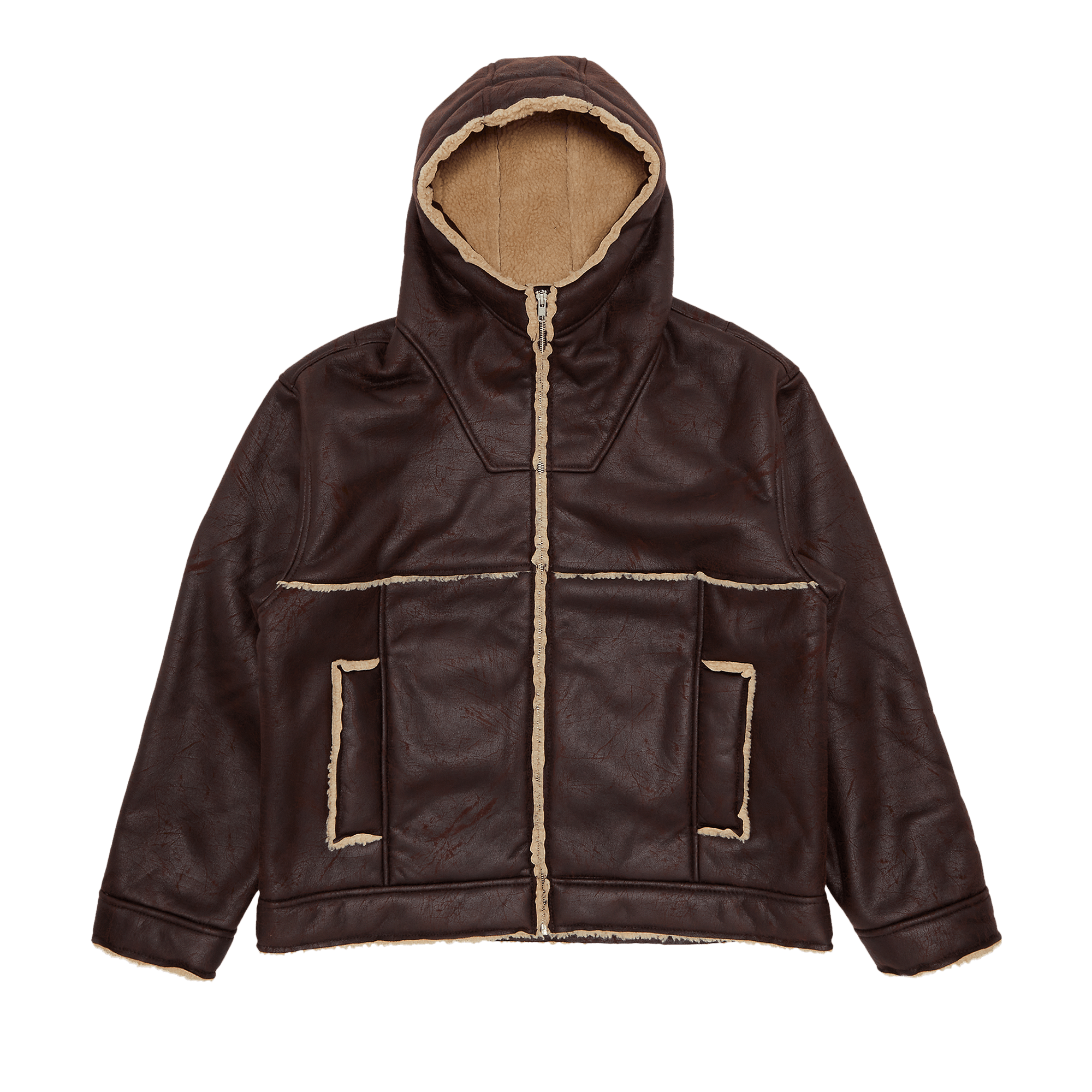 Supreme Faux Shearling Hooded Jacket 'Brick'