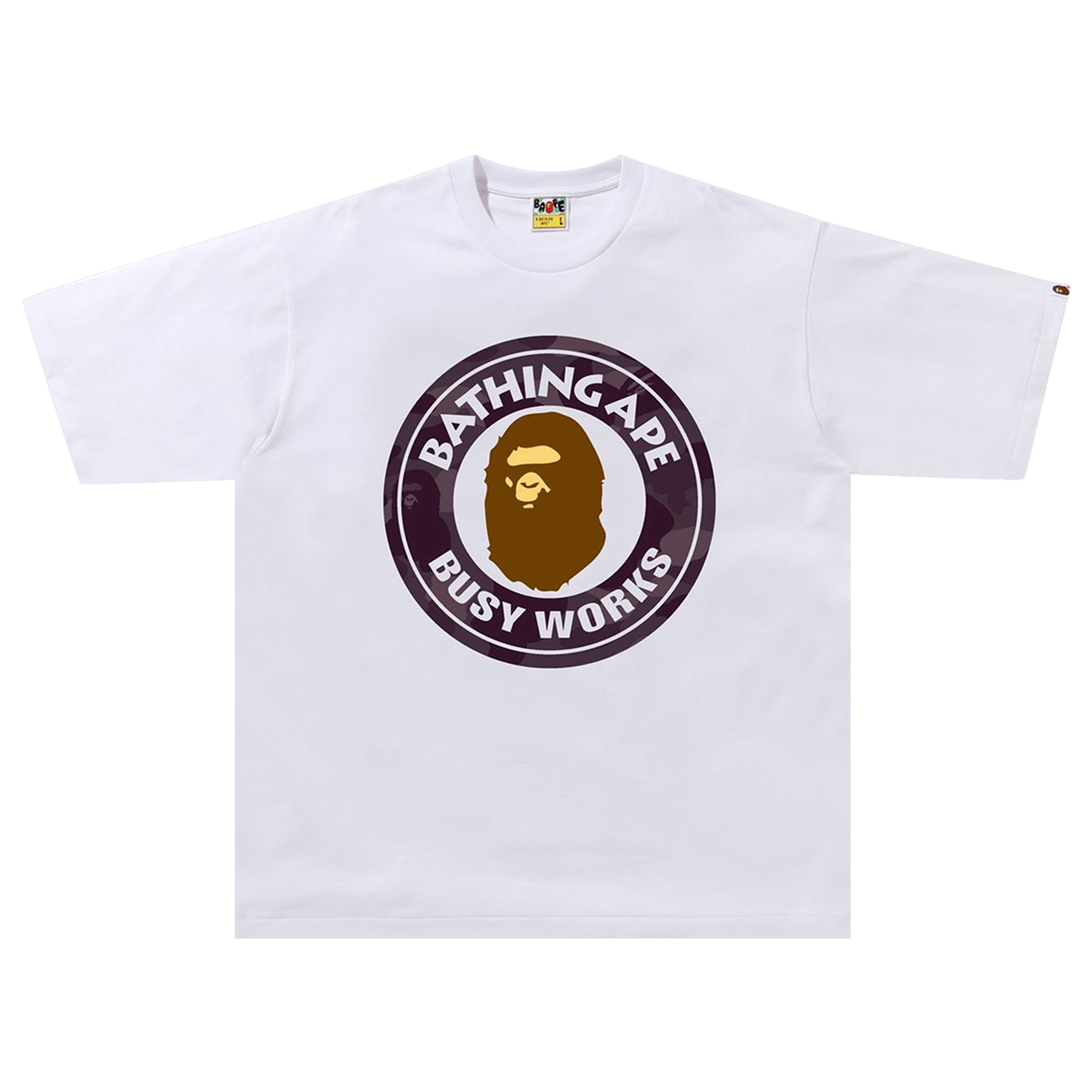 BAPE Color Camo Busy Works Relaxed Tee 'White/Burgundy'