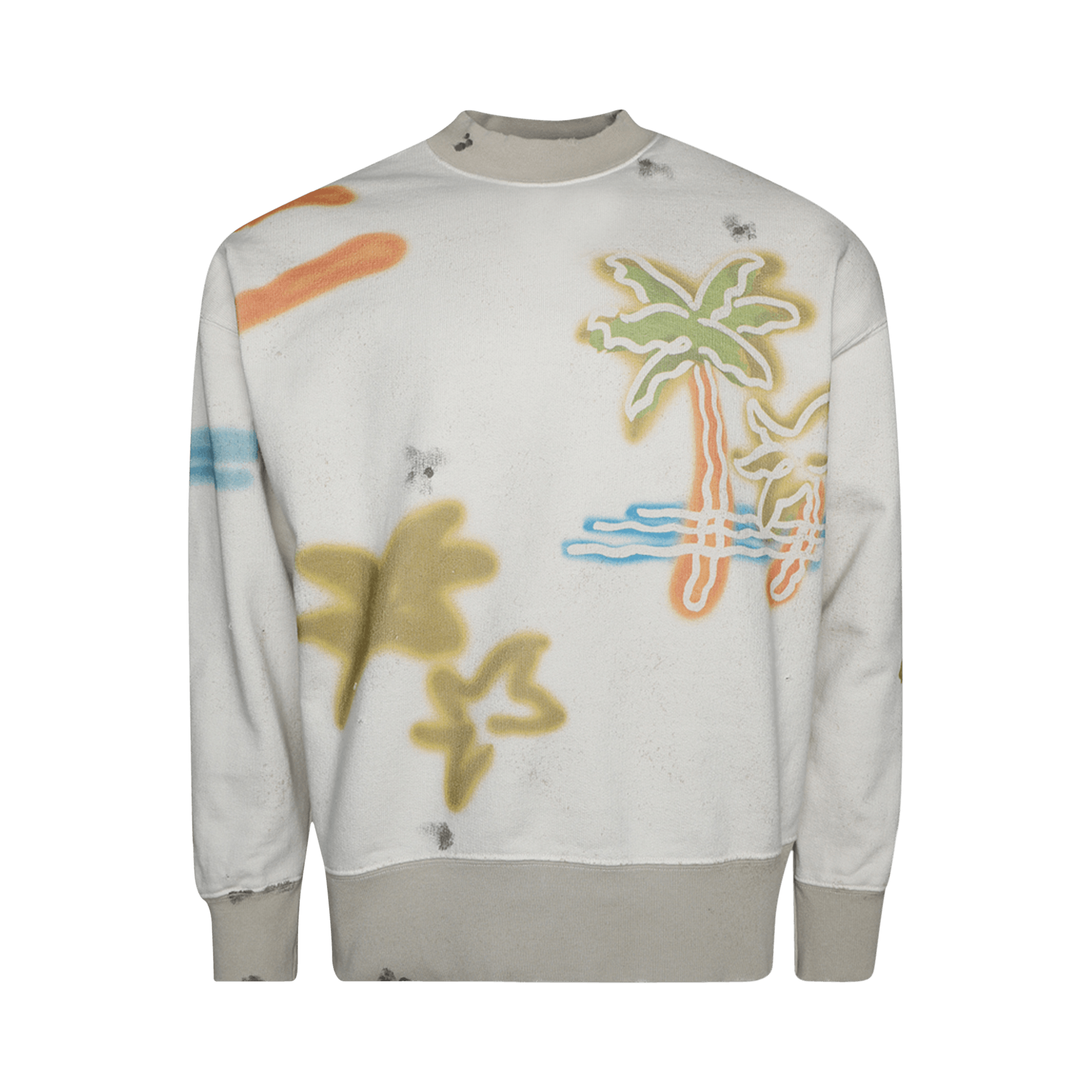 Palm Angels Neon Palm Crew Sweatshirt 'Off White/Multicolor'