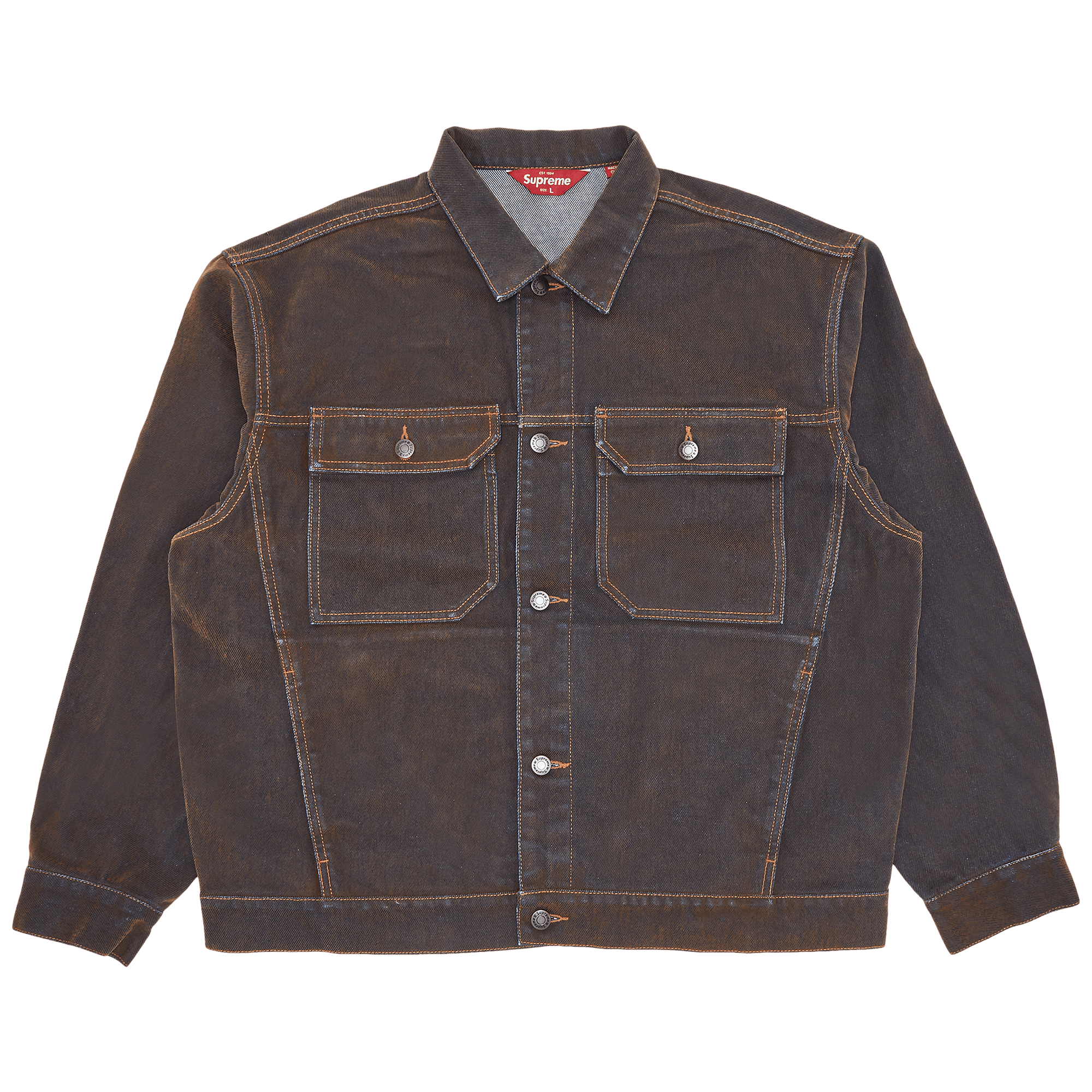 Supreme Flocked Denim Trucker Jacket 'Gold'