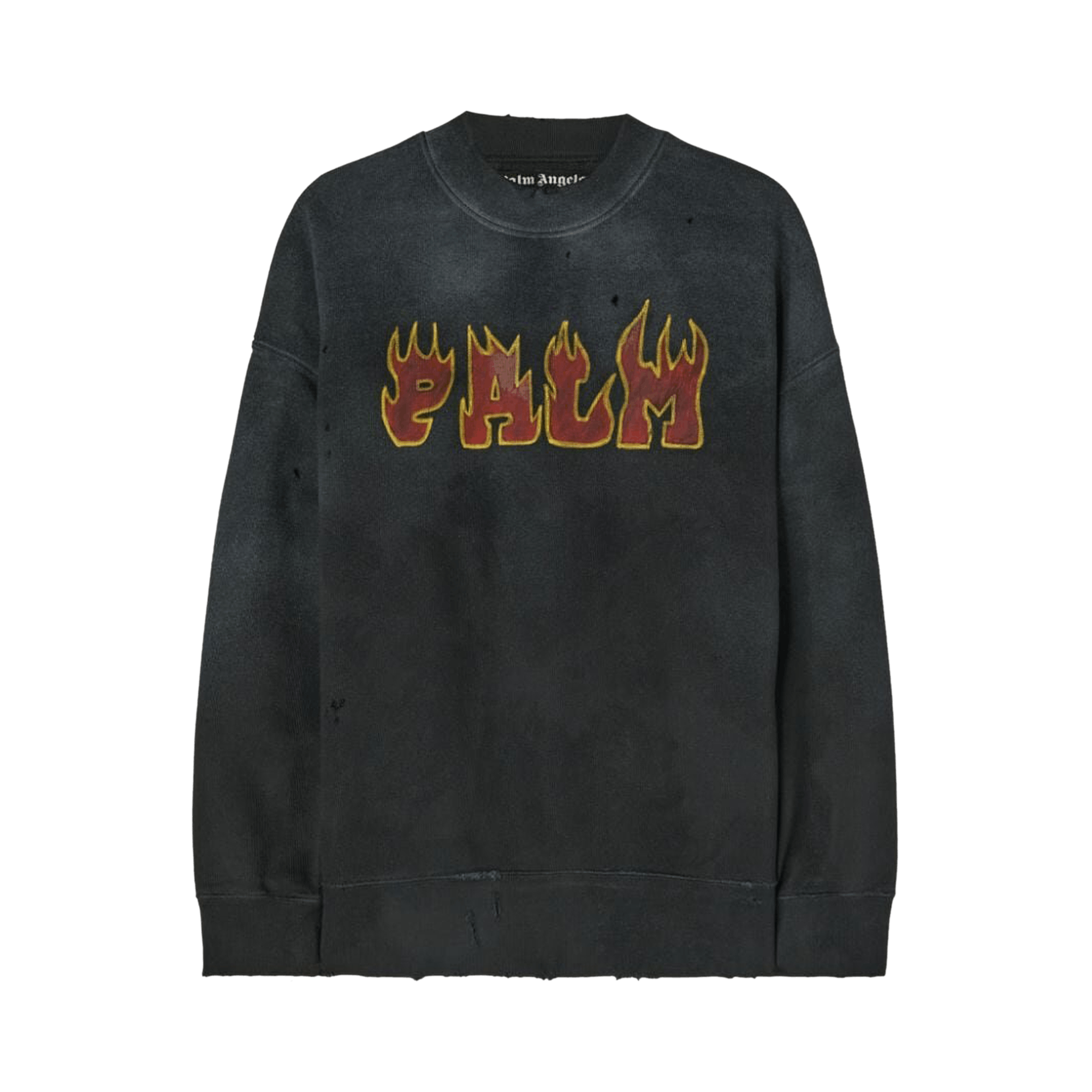 Palm Angels Logo Flames Vintage Crew 'Black/Red'