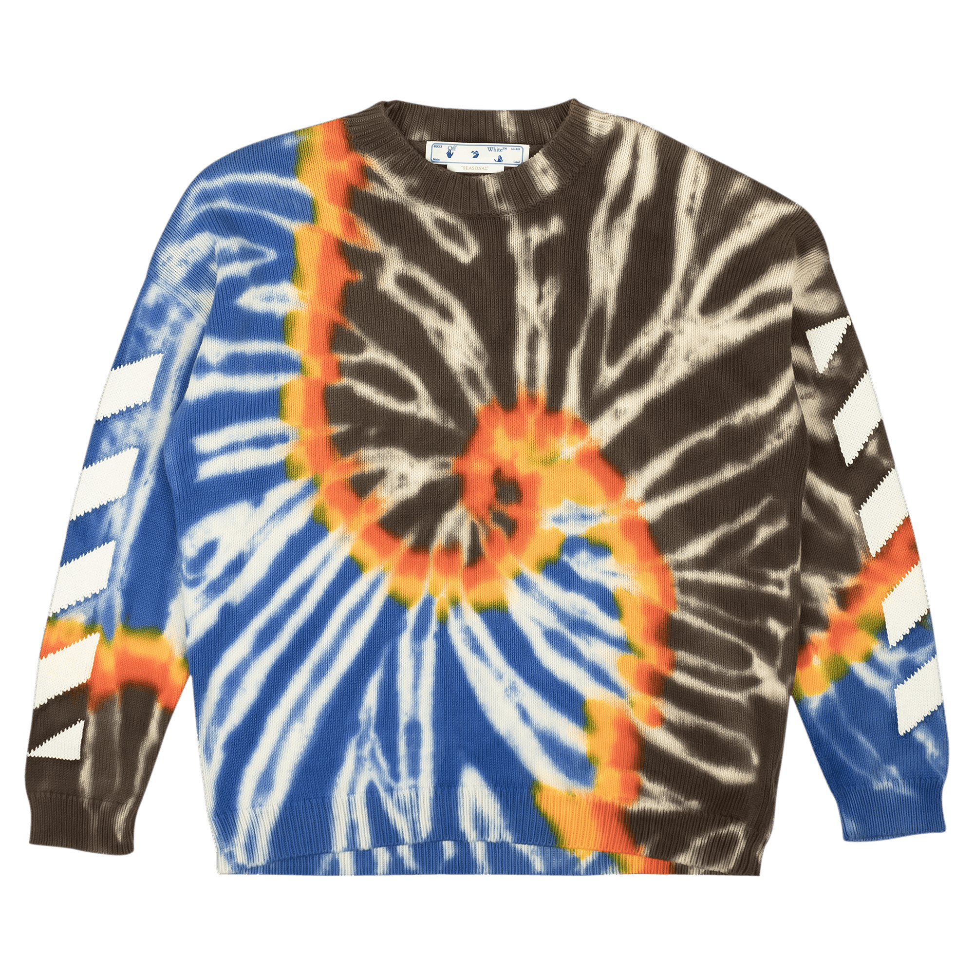 Off-White Diag Tie Dye Knit Crewneck 'Black/White'
