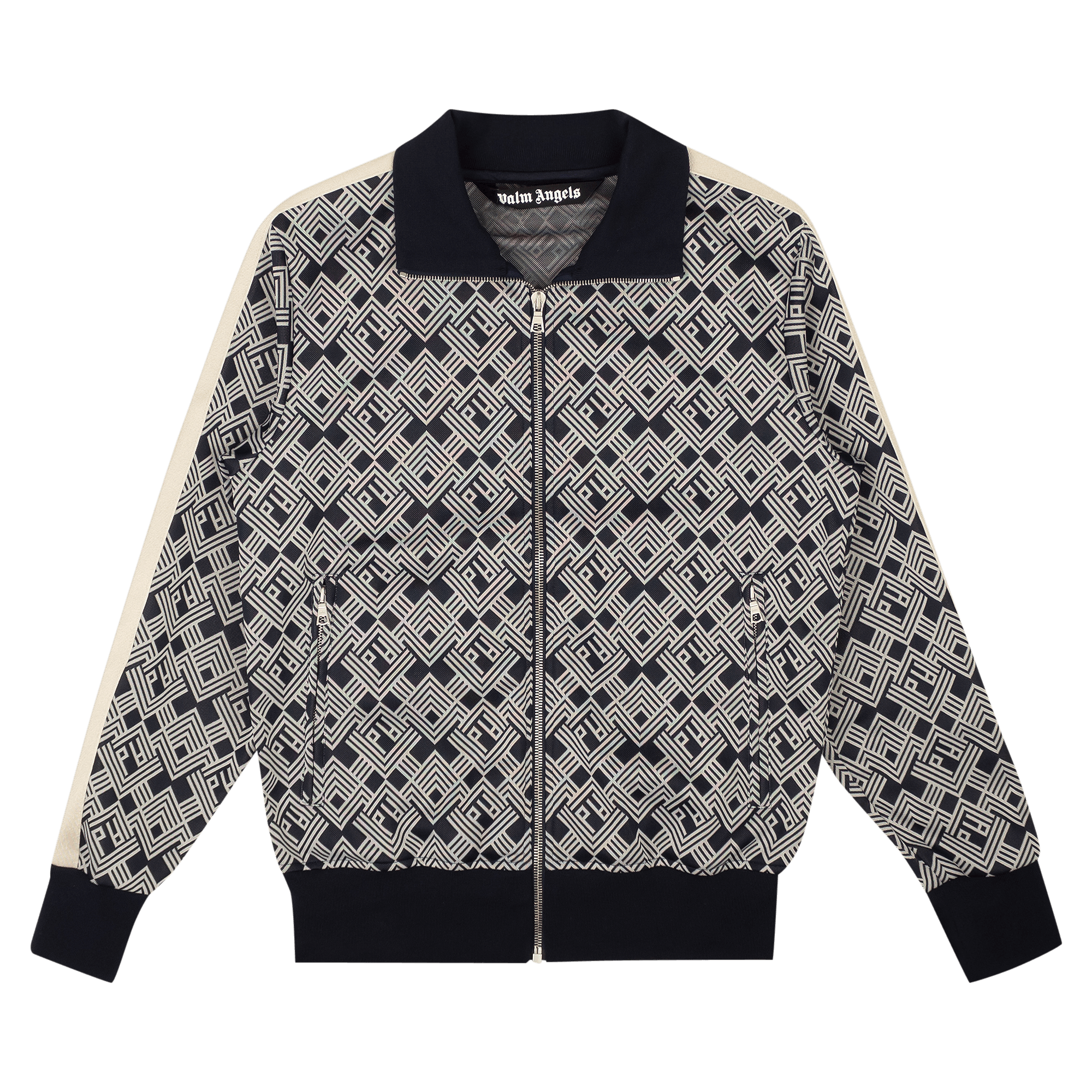 Palm Angels PA Jaquard Track Jacket 'Navy Blue/Off White'