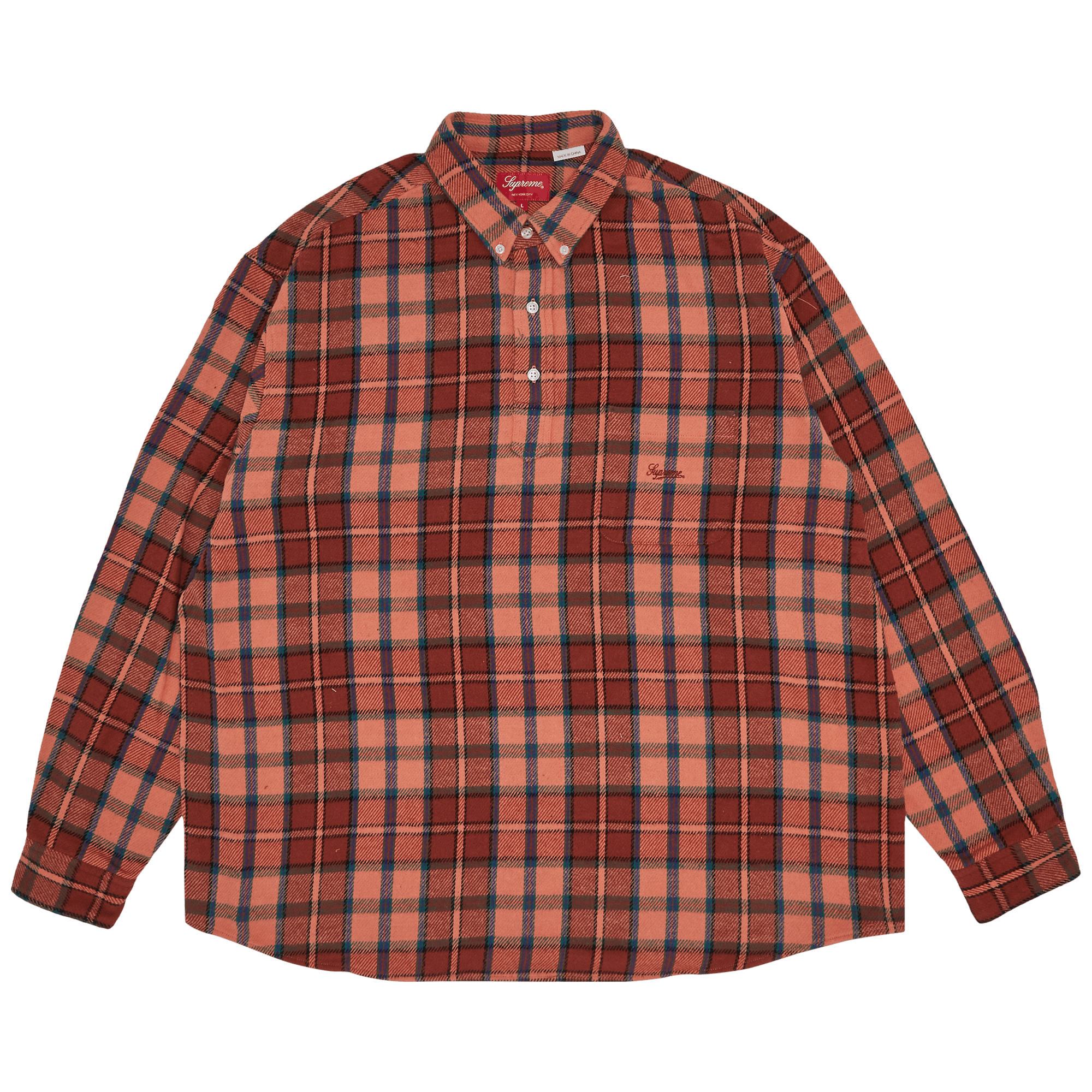 Supreme Pullover Plaid Flannel Shirt 'Pink'