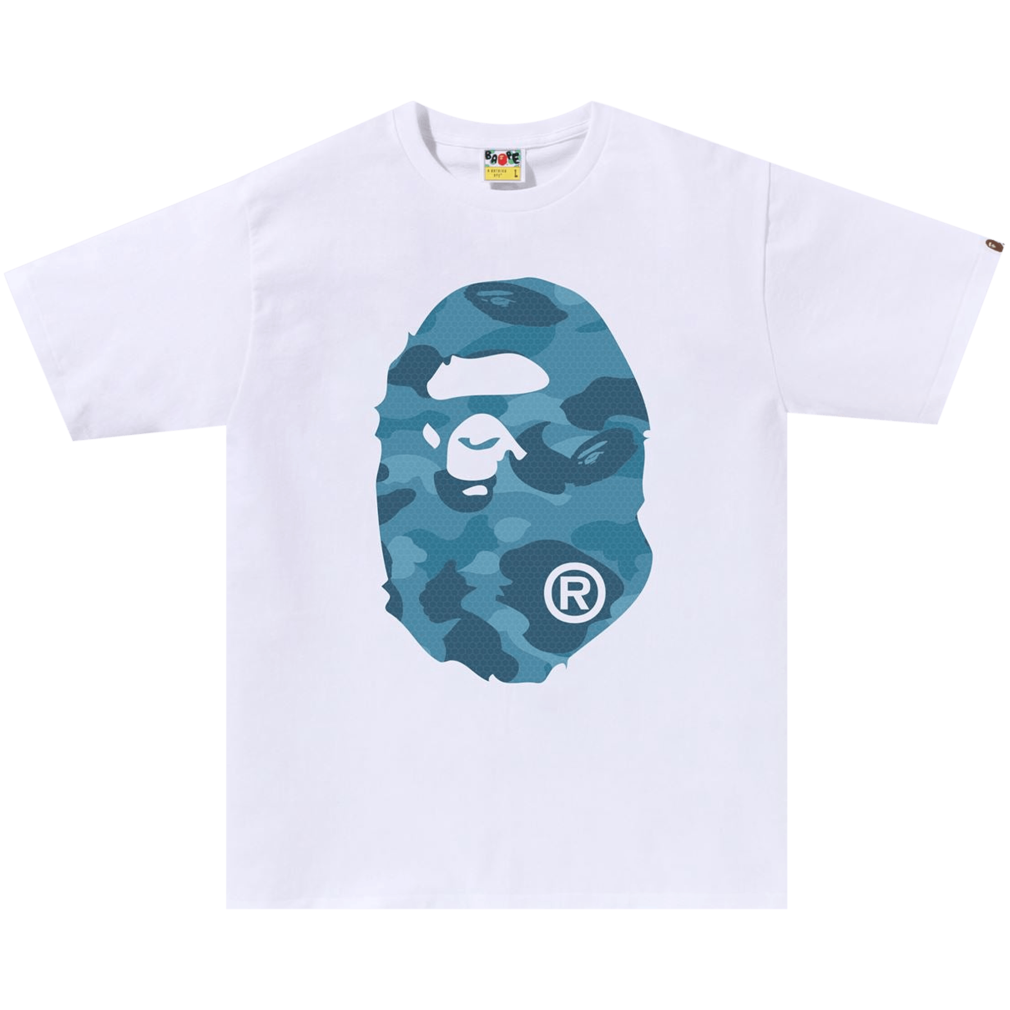 BAPE Honeycomb Camo Big Ape Head Tee 'White/Blue'