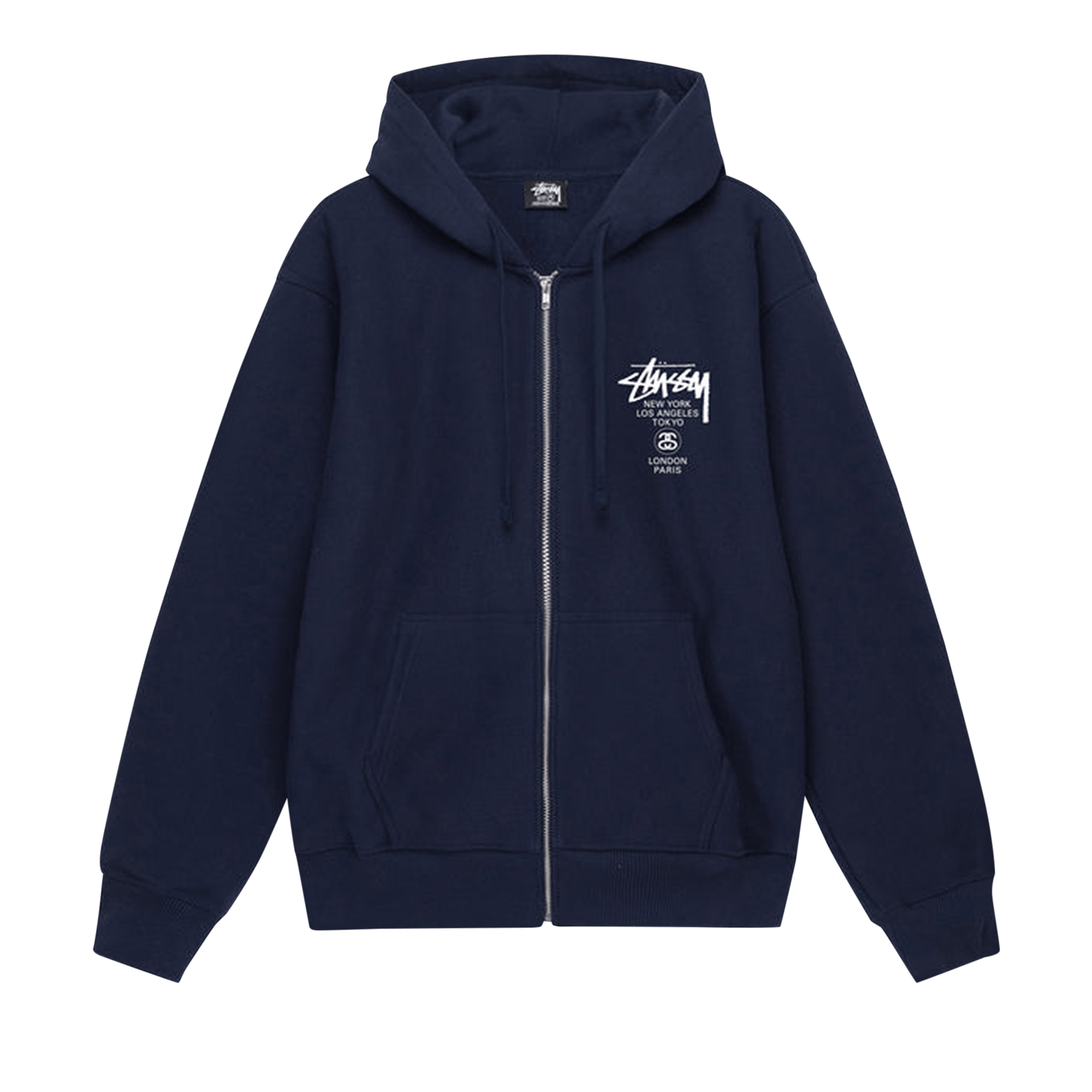 Stussy World Tour Zip Hoodie 'Navy'