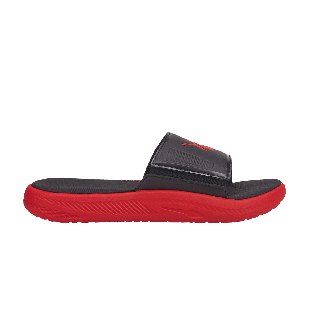 Pre-owned Puma Softride Slide Big Kid 'black Red'