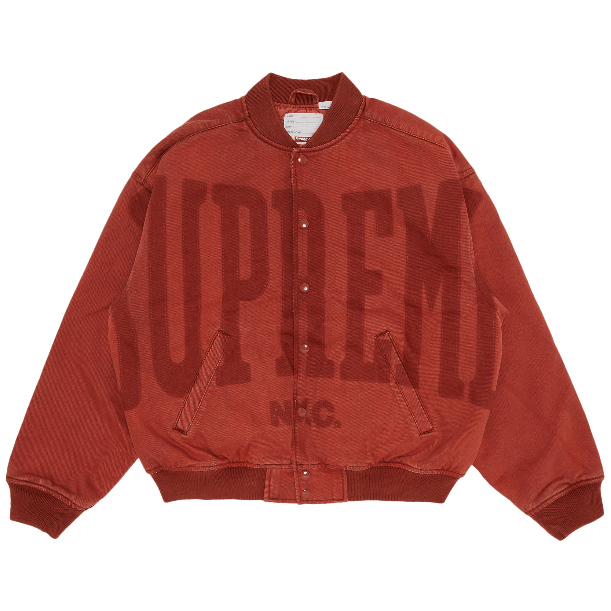 Supreme Washed Knockout Denim Varsity Jacket 'Rust'