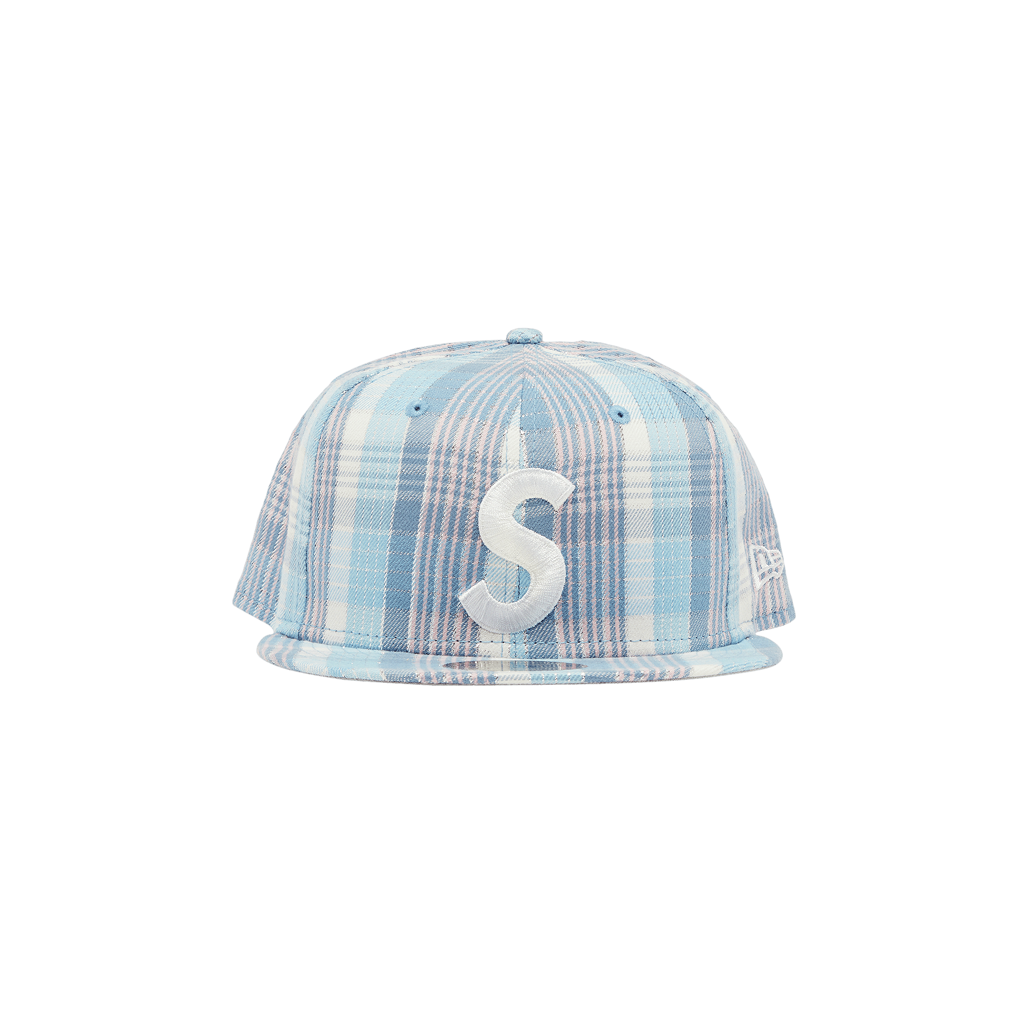 Supreme Metallic Plaid S Logo New Era 'Light Blue'