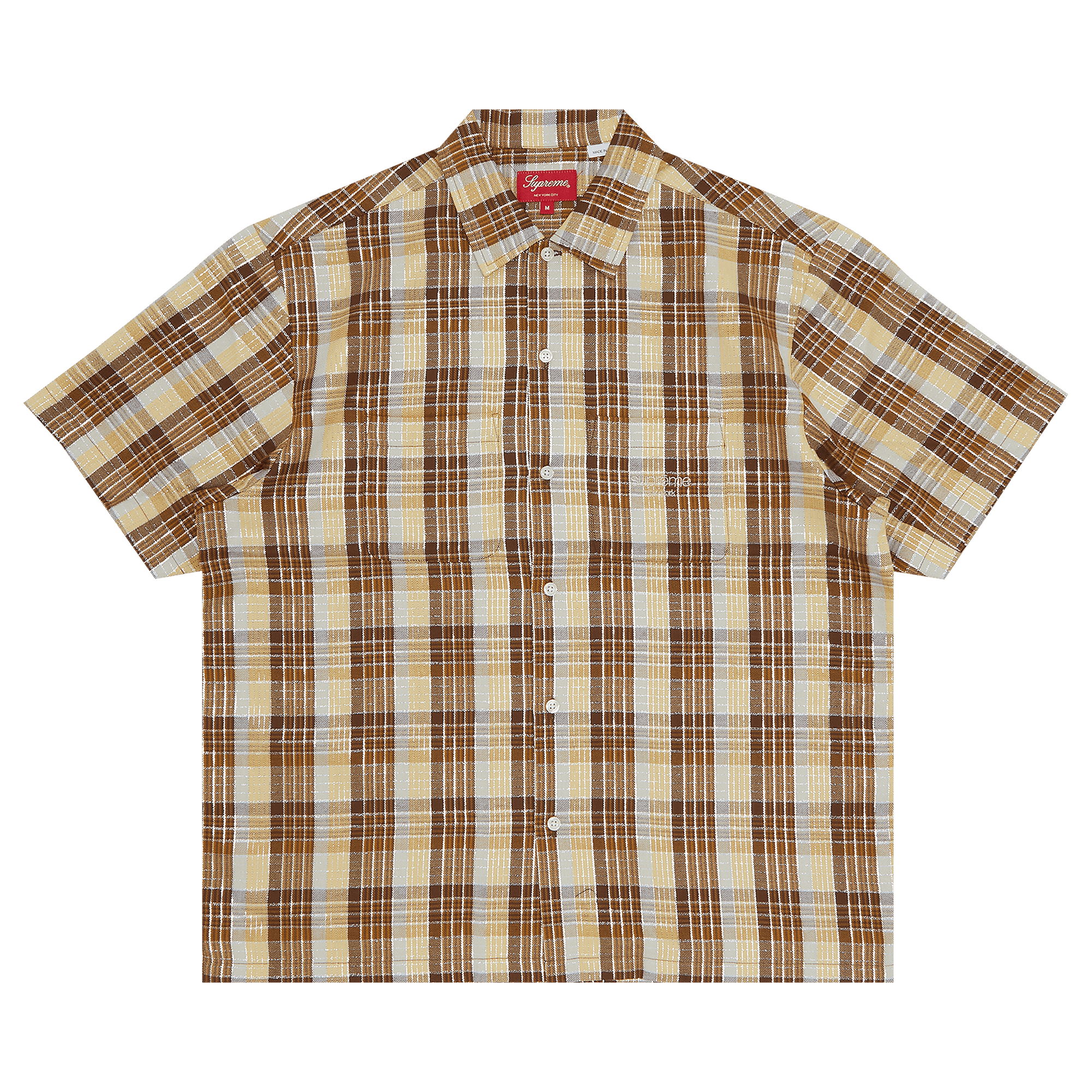 Supreme Metallic Plaid Short-Sleeve Shirt 'Brown'
