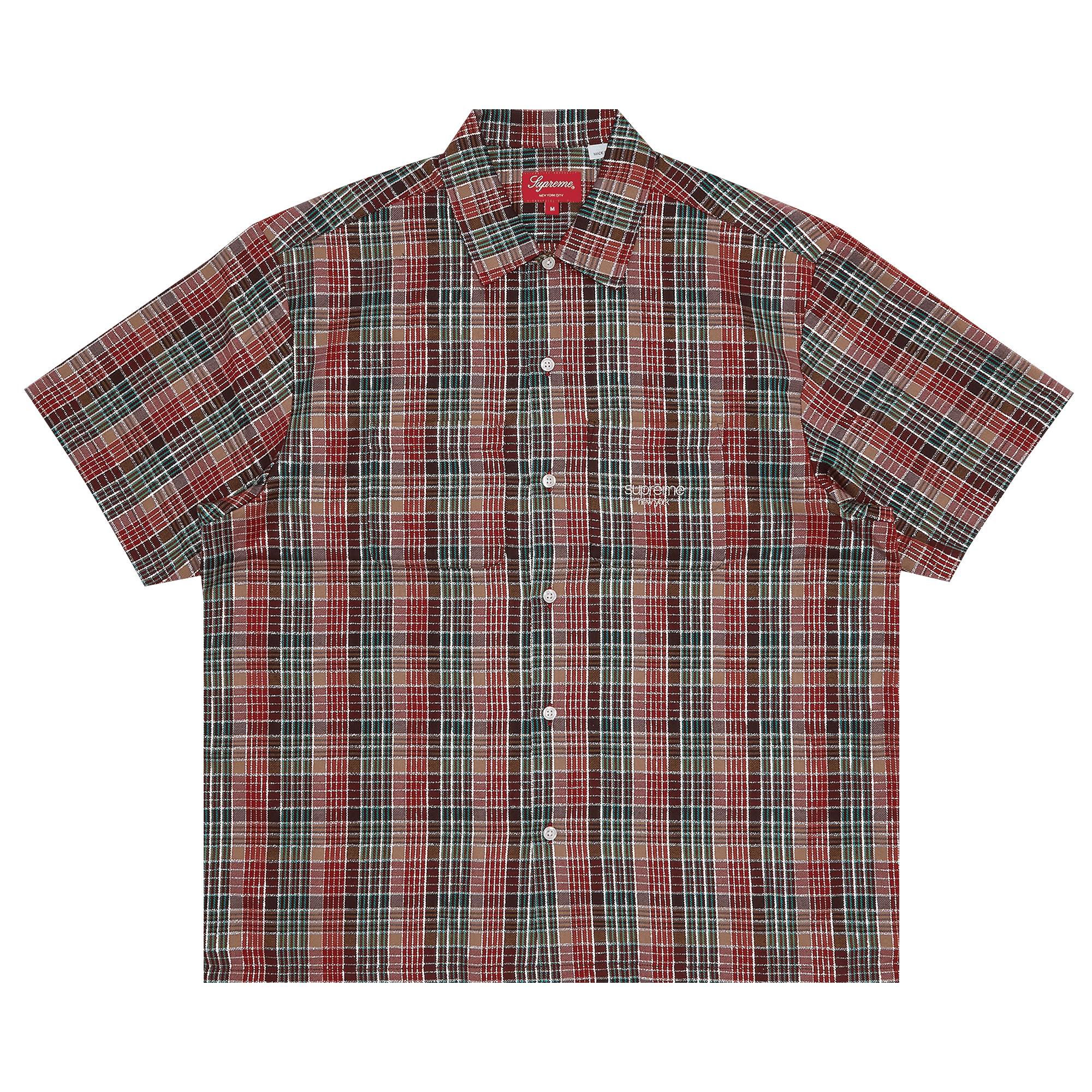 Supreme Metallic Plaid Short-Sleeve Shirt 'Red'