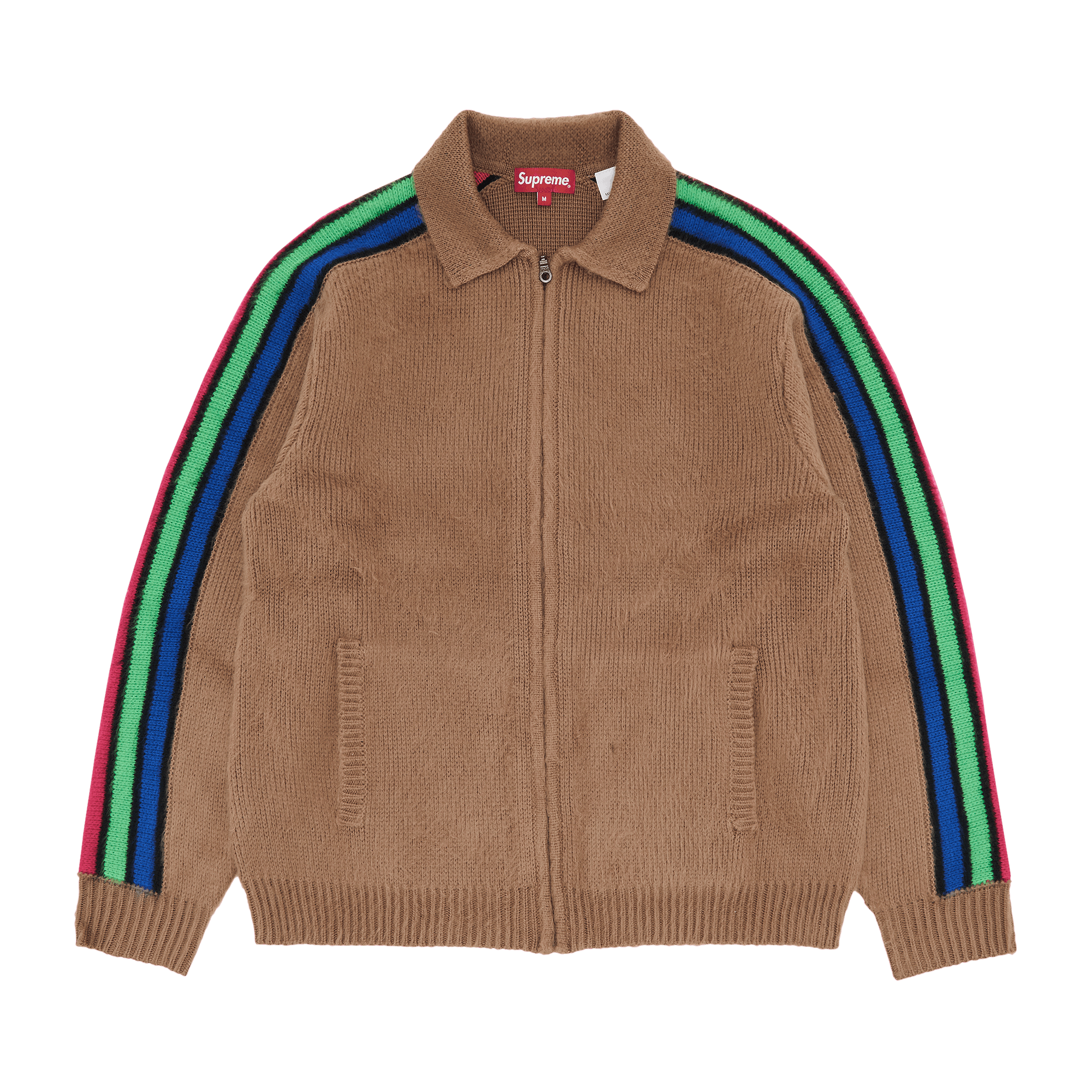 Supreme Sleeve Stripe Zip Up Sweater 'Dusty Brown'