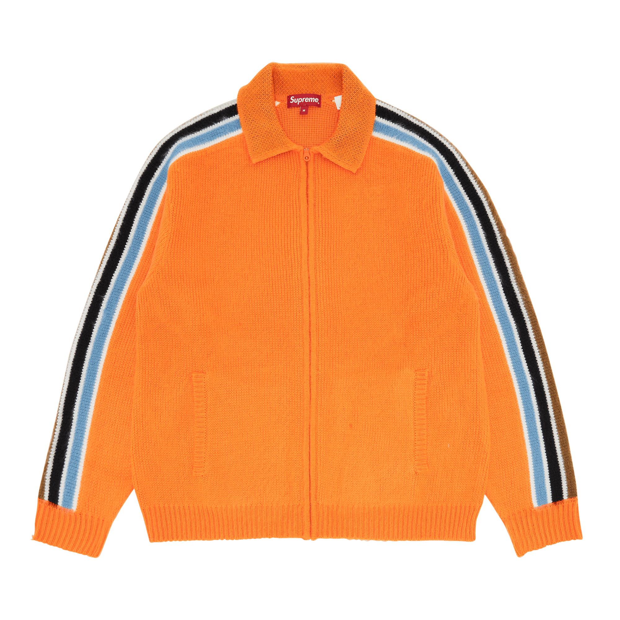 Supreme Sleeve Stripe Zip Up Sweater 'Orange'