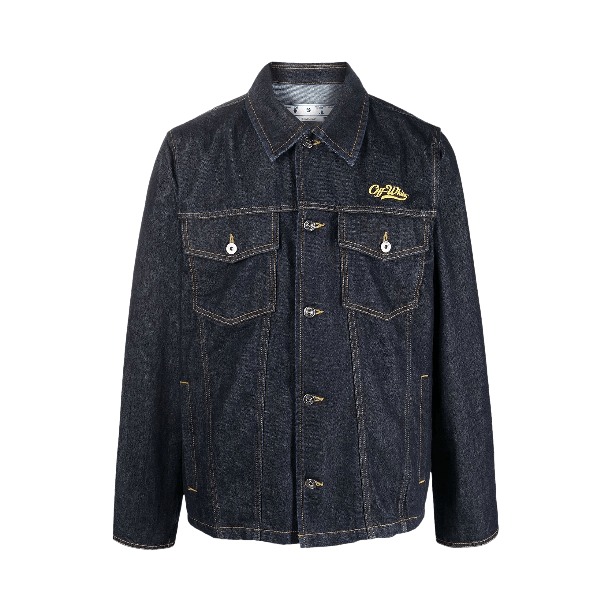 Off-White Wave Off Denim Utility Jacket 'Indigo/Yellow'