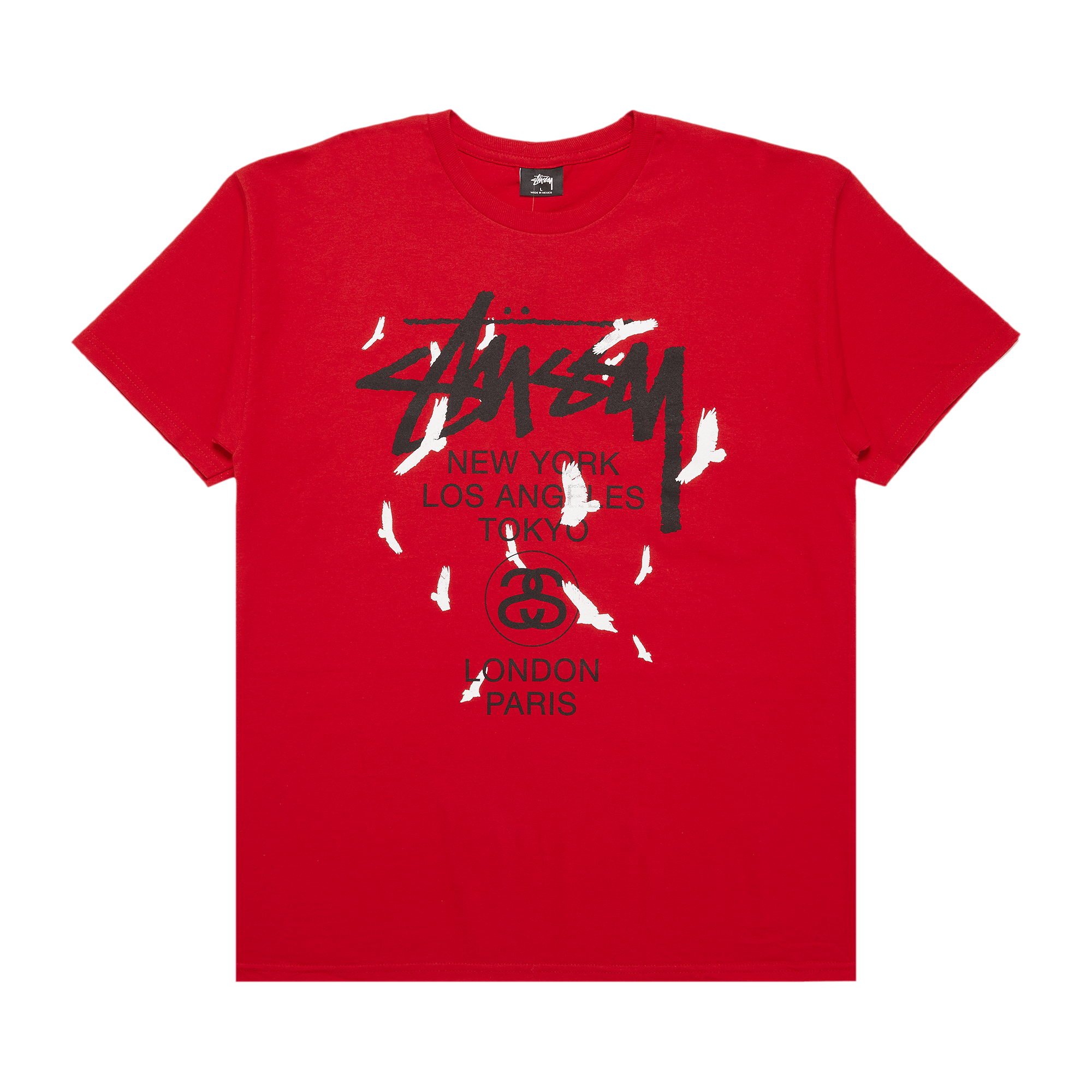 Stussy World Tour Birds Tee 'Brite Red'