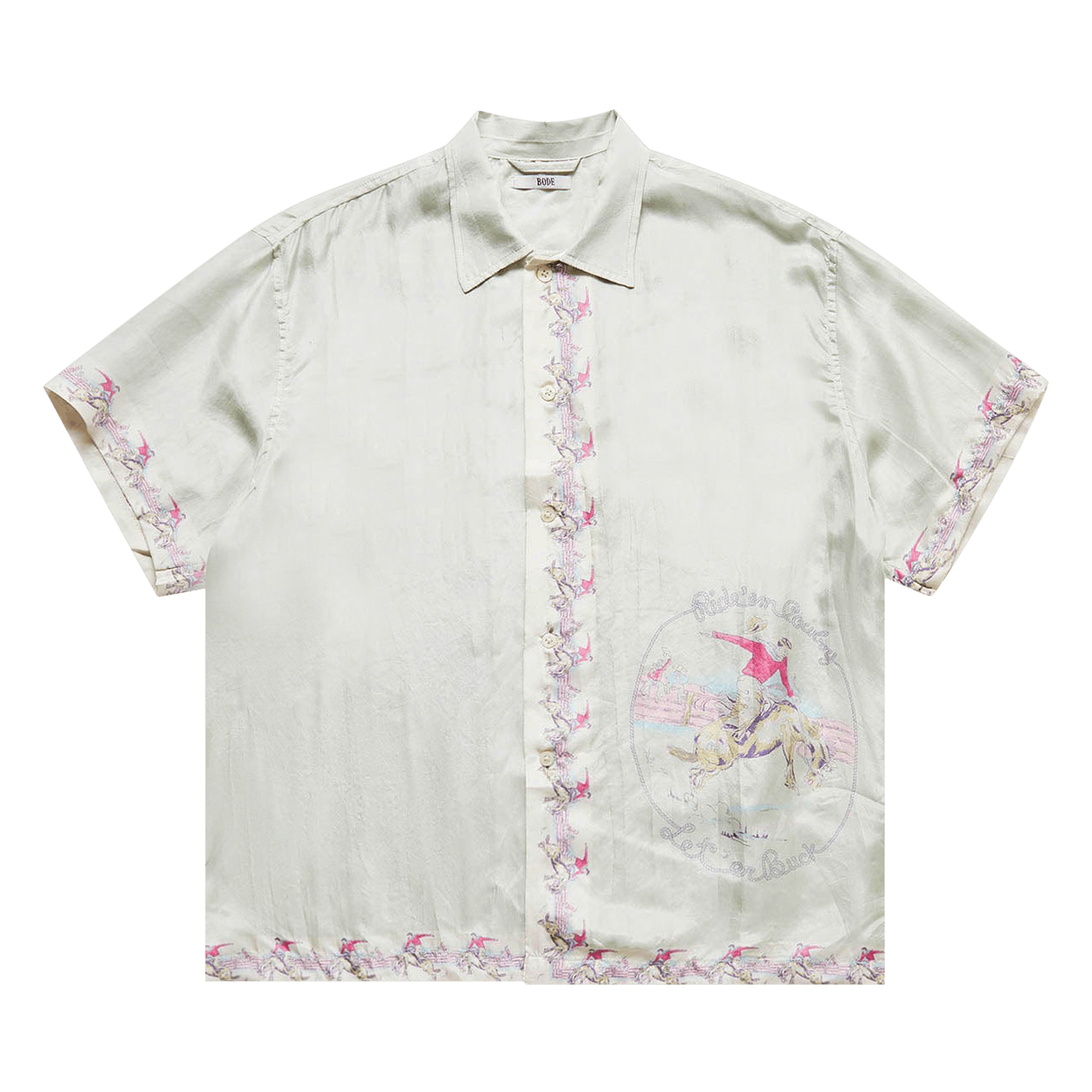 Buy Bode Suede Rickrack Workshirt 'White/Black' - MR0W000039 WHIT