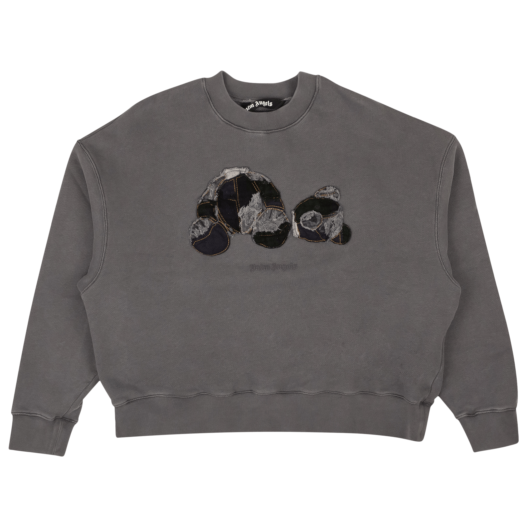 Palm Angels PA Patchwork Ripped Bear Crew 'Indigo'