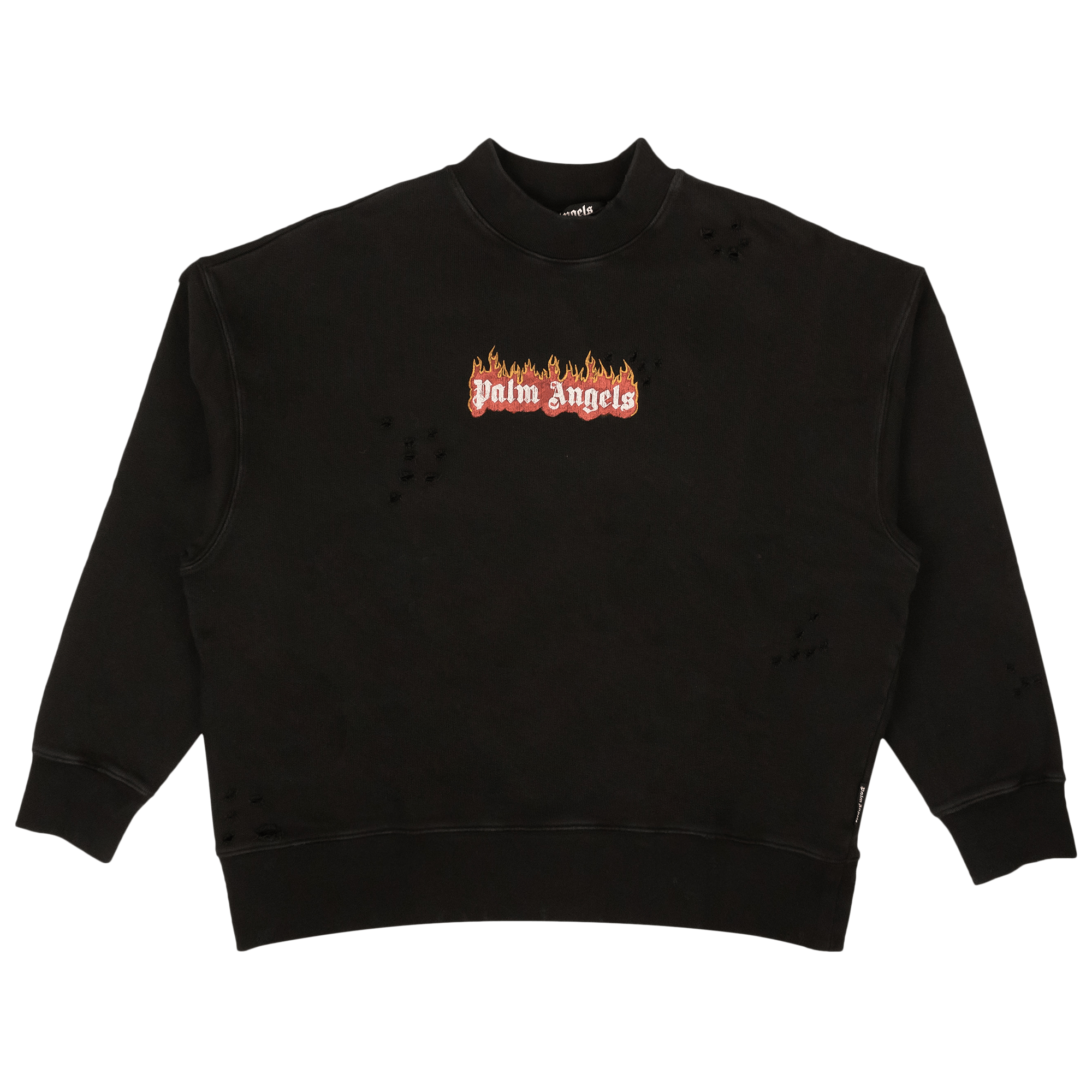 Palm Angels Burning Logo Crewneck 'Black/White'