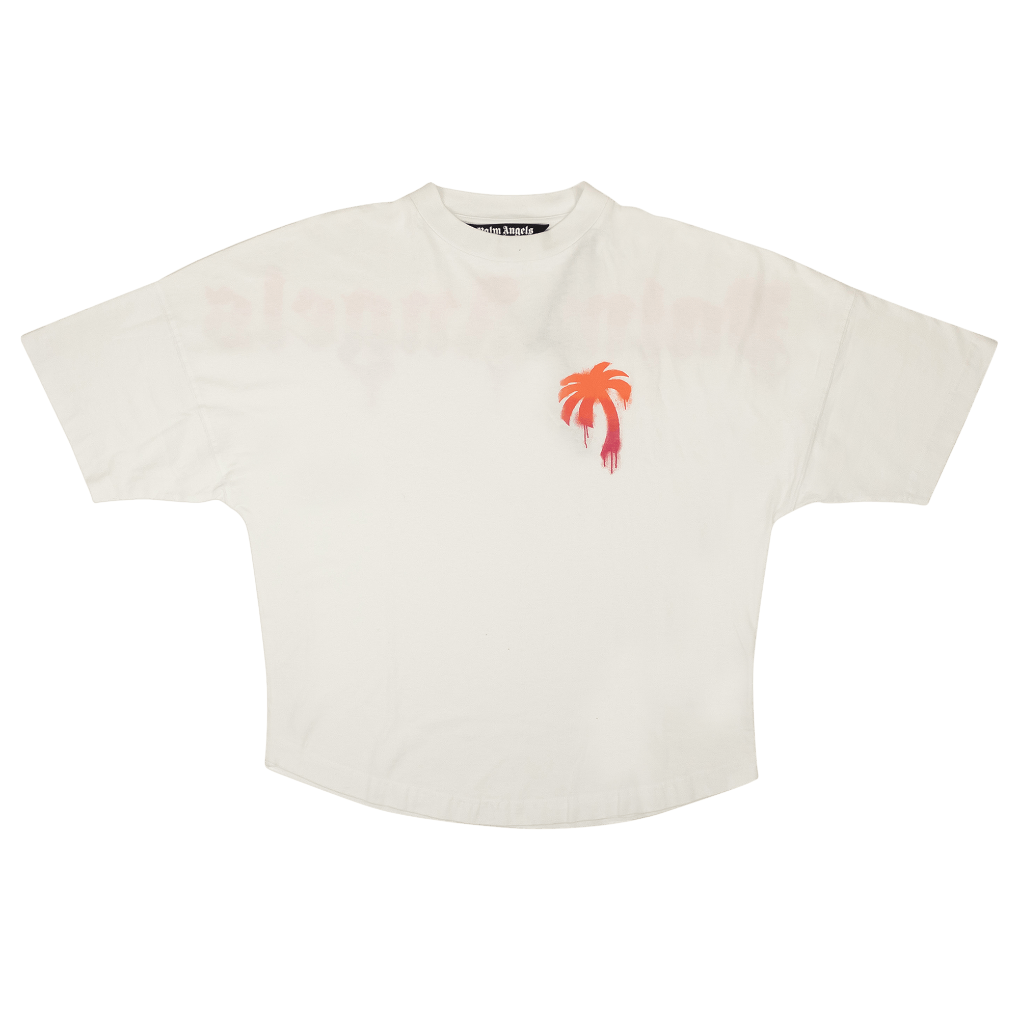Palm Angels Sprayed Palm Logo Over Tee 'White/Fuchsia'