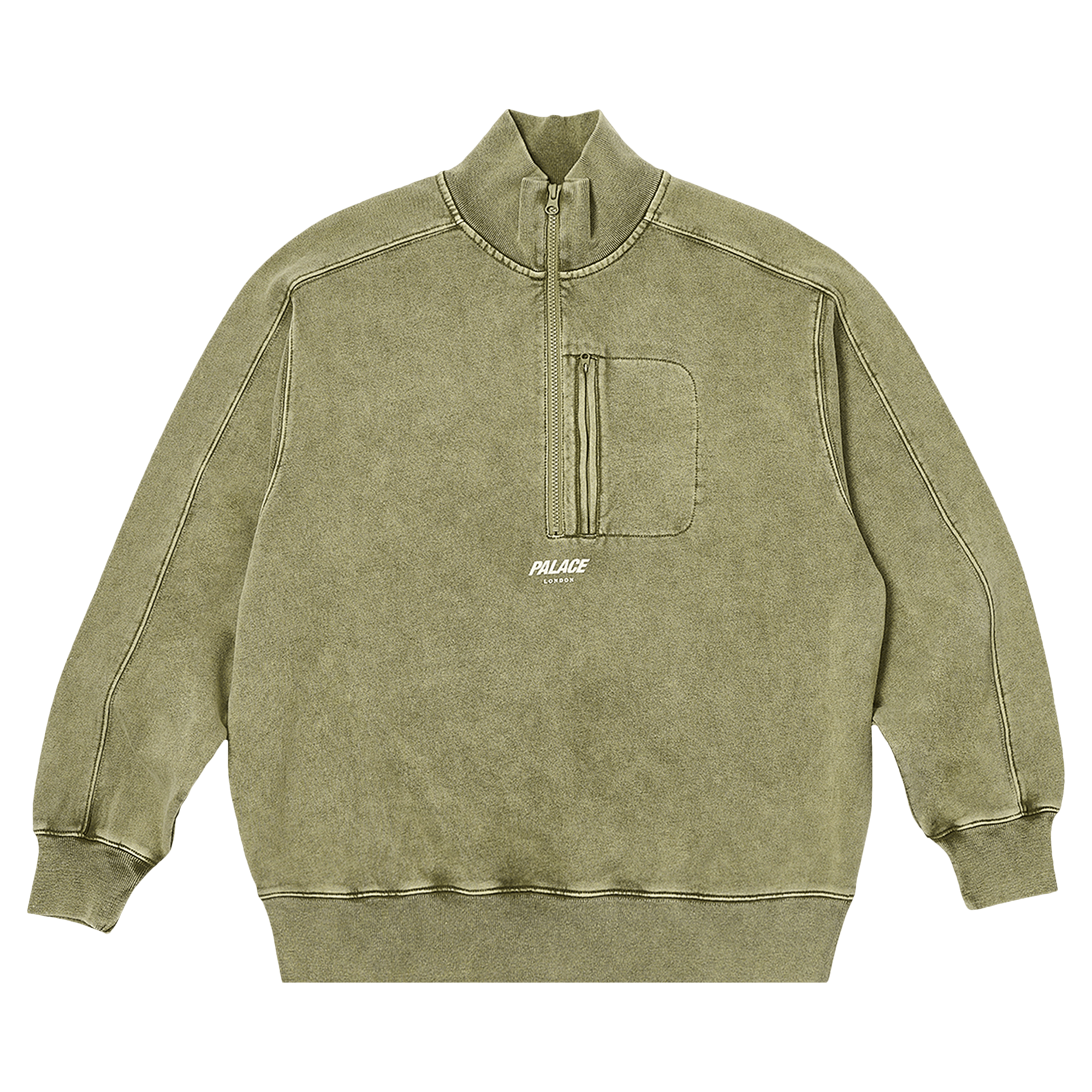 Palace Washed Terry 1/2 Zip Funnel 'The Deep Green'
