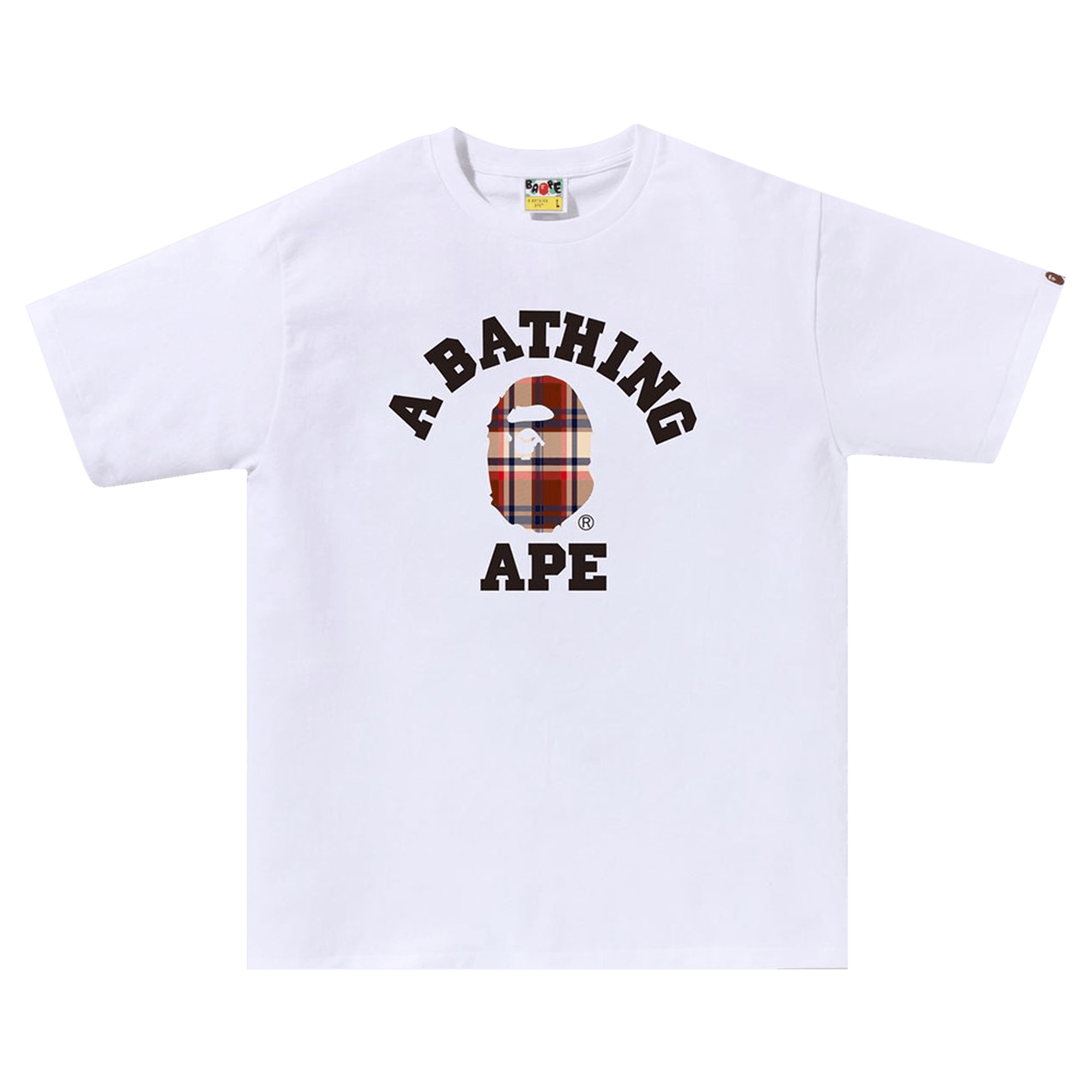 BAPE Check College Tee 'White/Red'