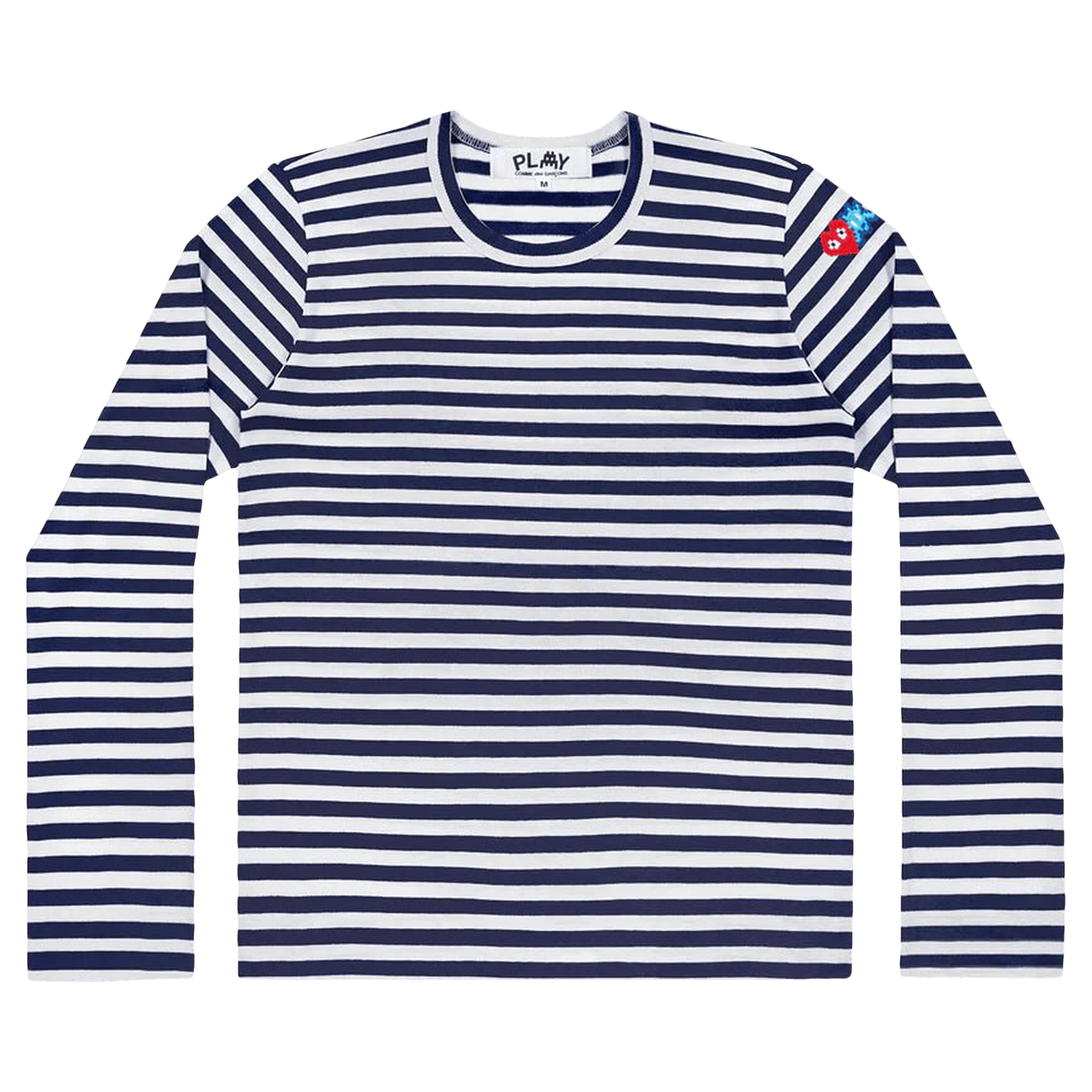 Comme des Garçons PLAY Double Heart Striped T-Shirt 'Blue/White'