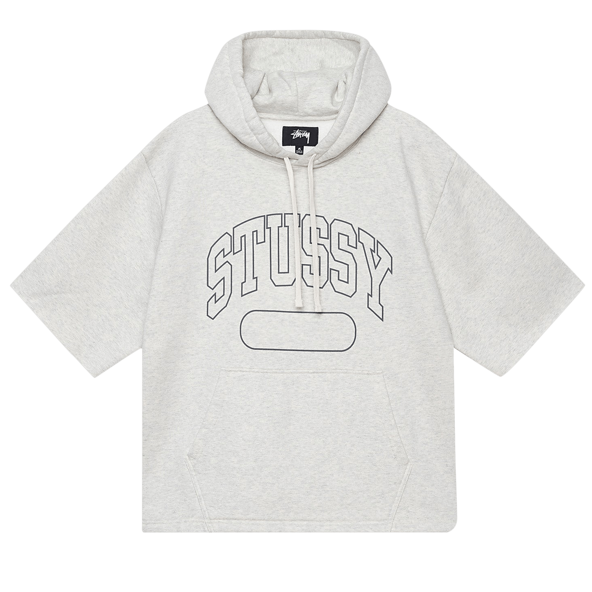 Stussy Short-Sleeve Boxy Cropped Hoodie 'Ash Heather'