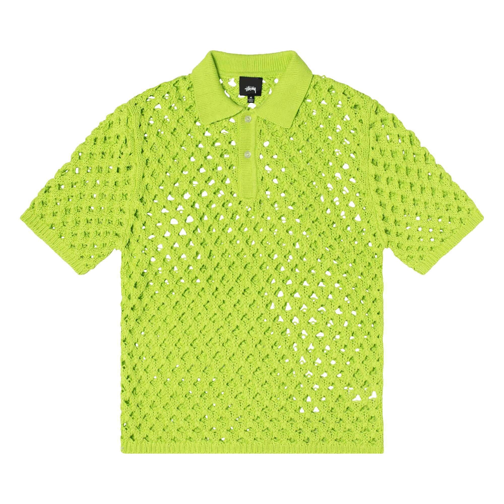 Stussy Big Mesh Polo Sweater 'Lime'