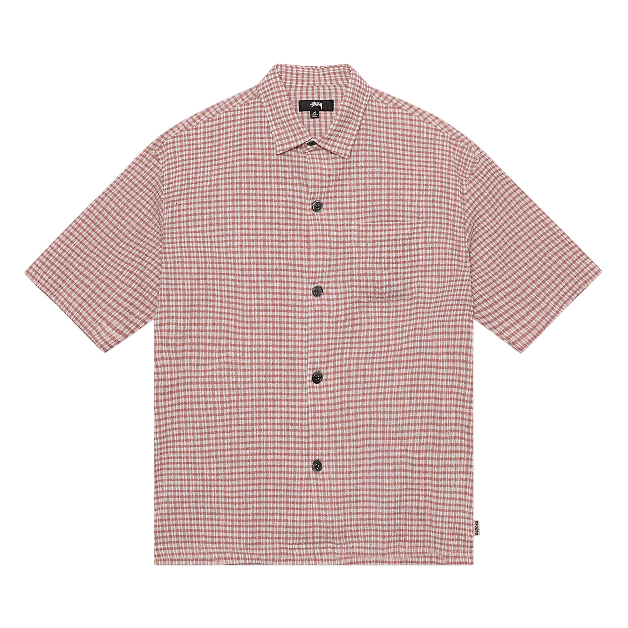 Stussy Wrinkly Gingham Short-Sleeve Shirt 'Dusty Rose'