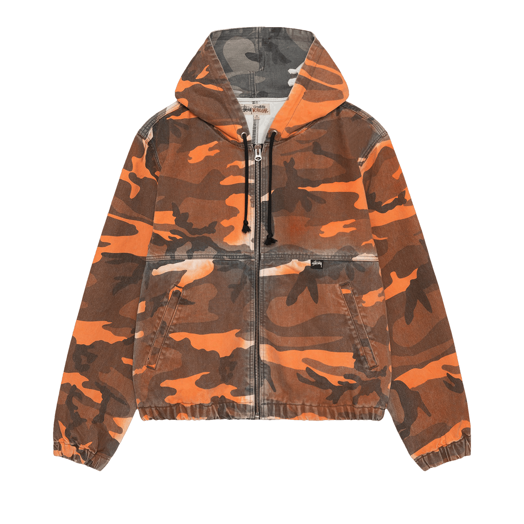 Stussy Spray Dye Hooded Work Jacket 'Orange Camo'