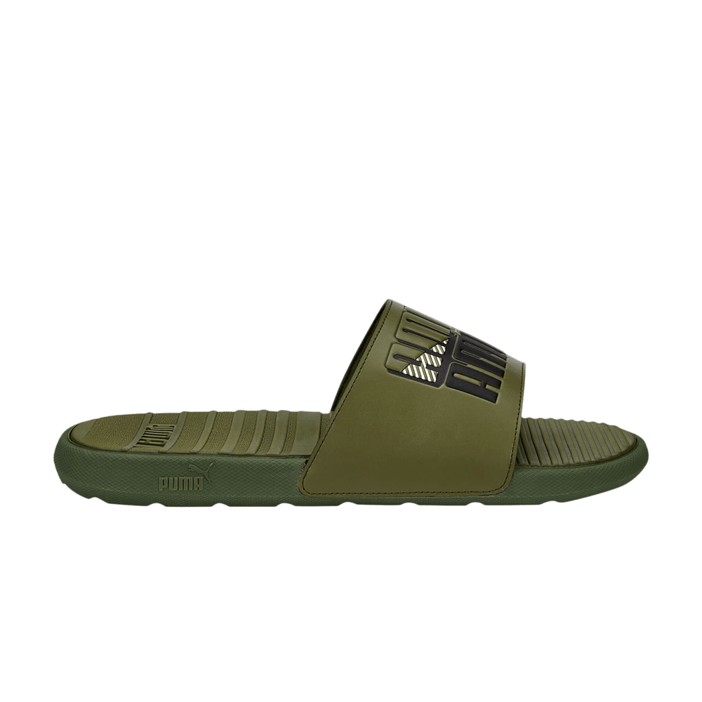 Pre-owned Puma Cool Cat Power Slide 'burnt Olive' In Green
