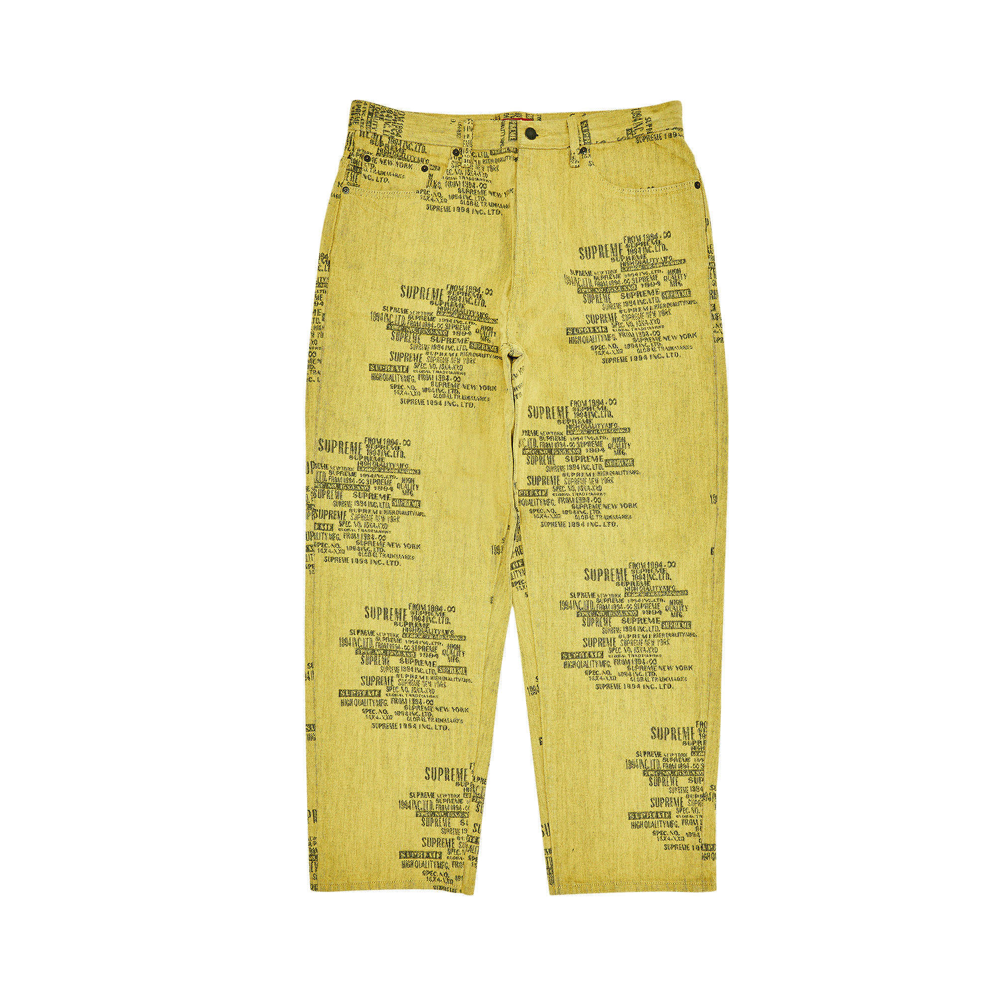 Supreme Trademark Jacquard Baggy Jean 'Washed Yellow'